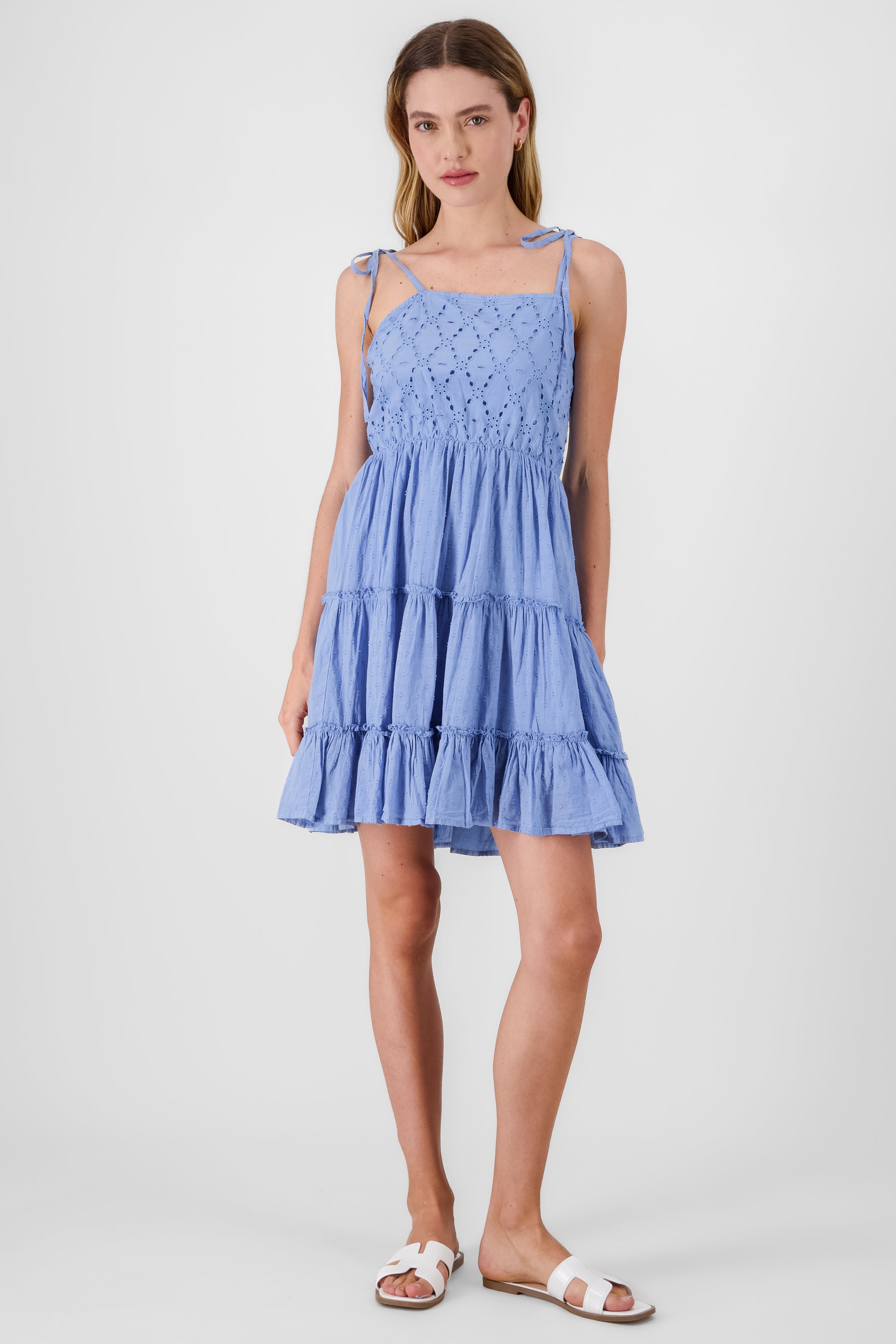 Eyelet Mini Dress BLUE