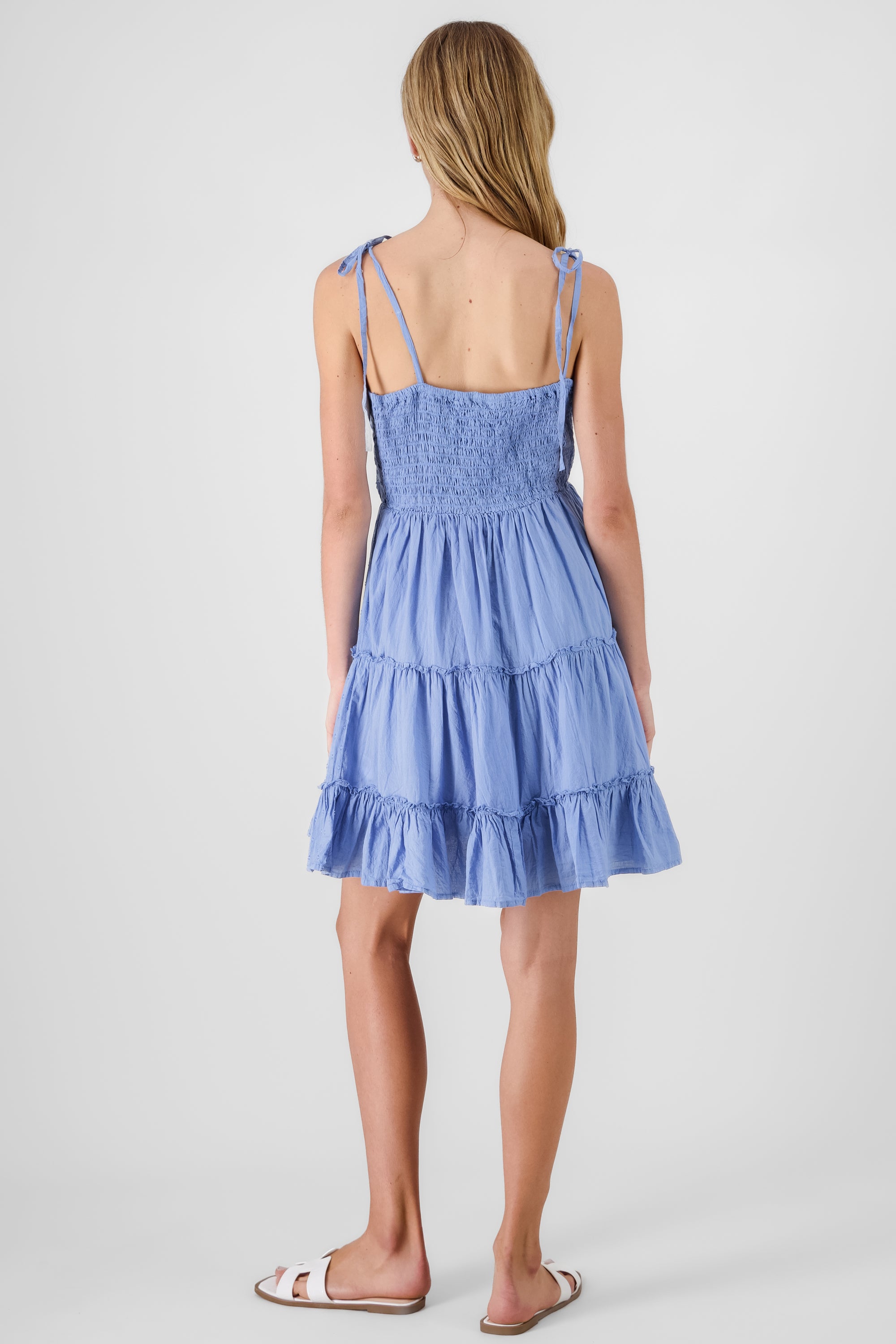 Eyelet Mini Dress BLUE