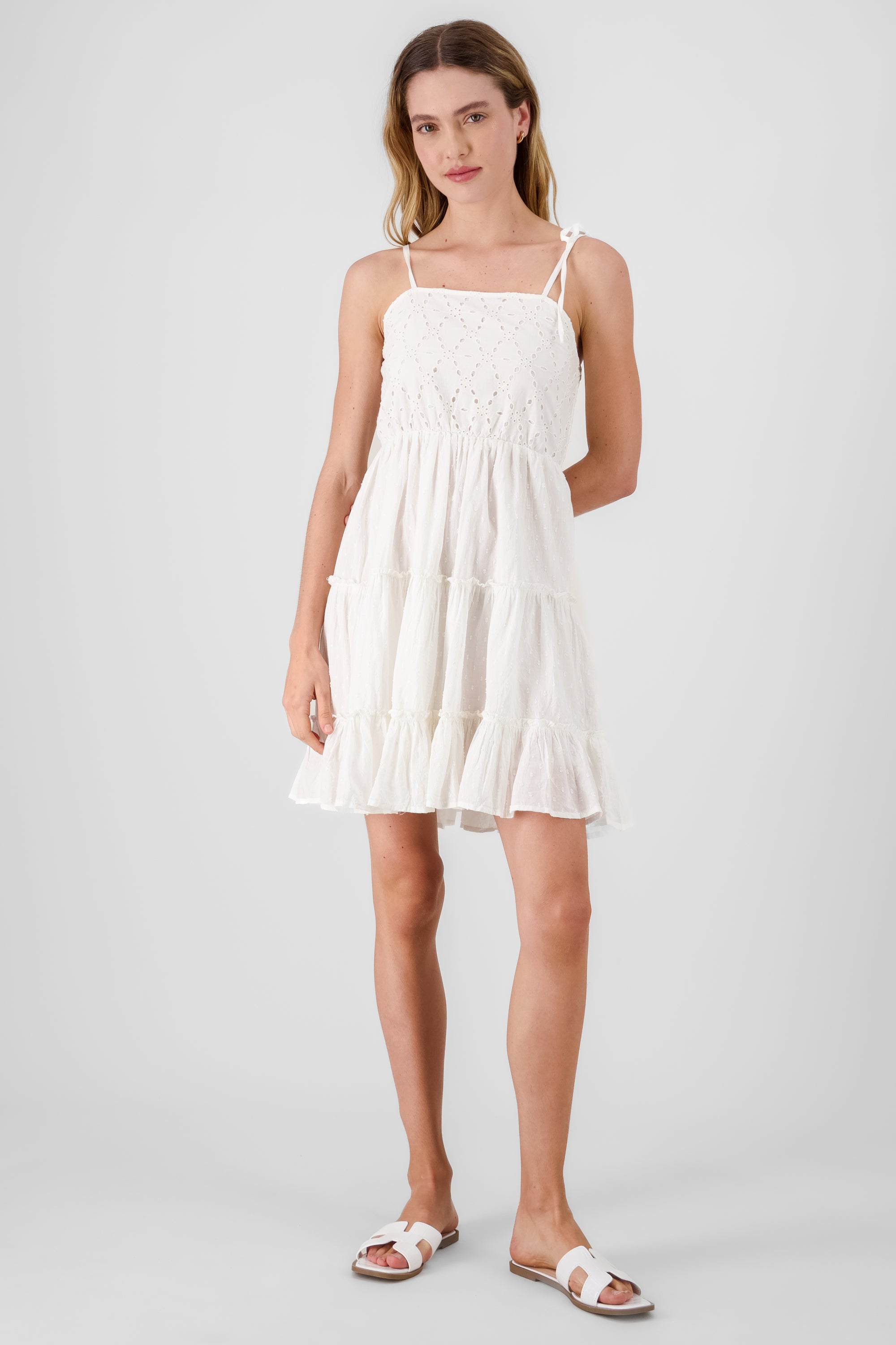 Eyelet Mini Dress WHITE