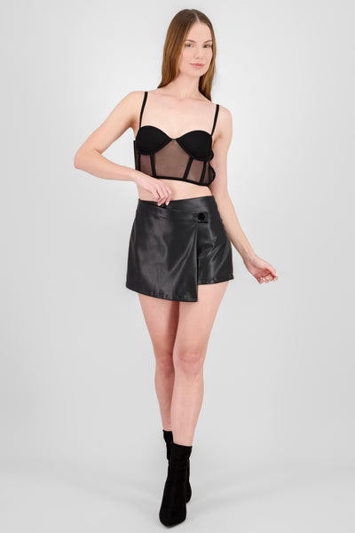 Faux Leather Shorts BLACK