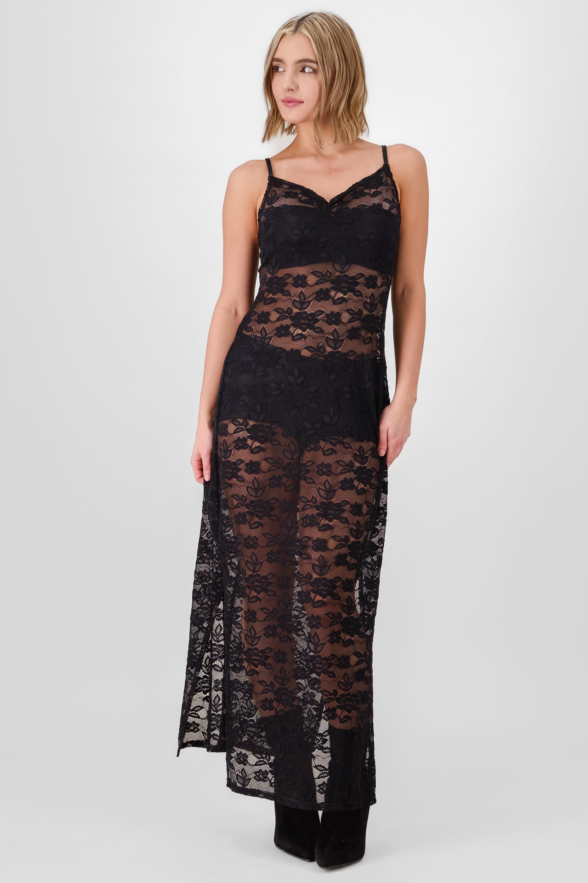 Lace Maxi Dress BLACK