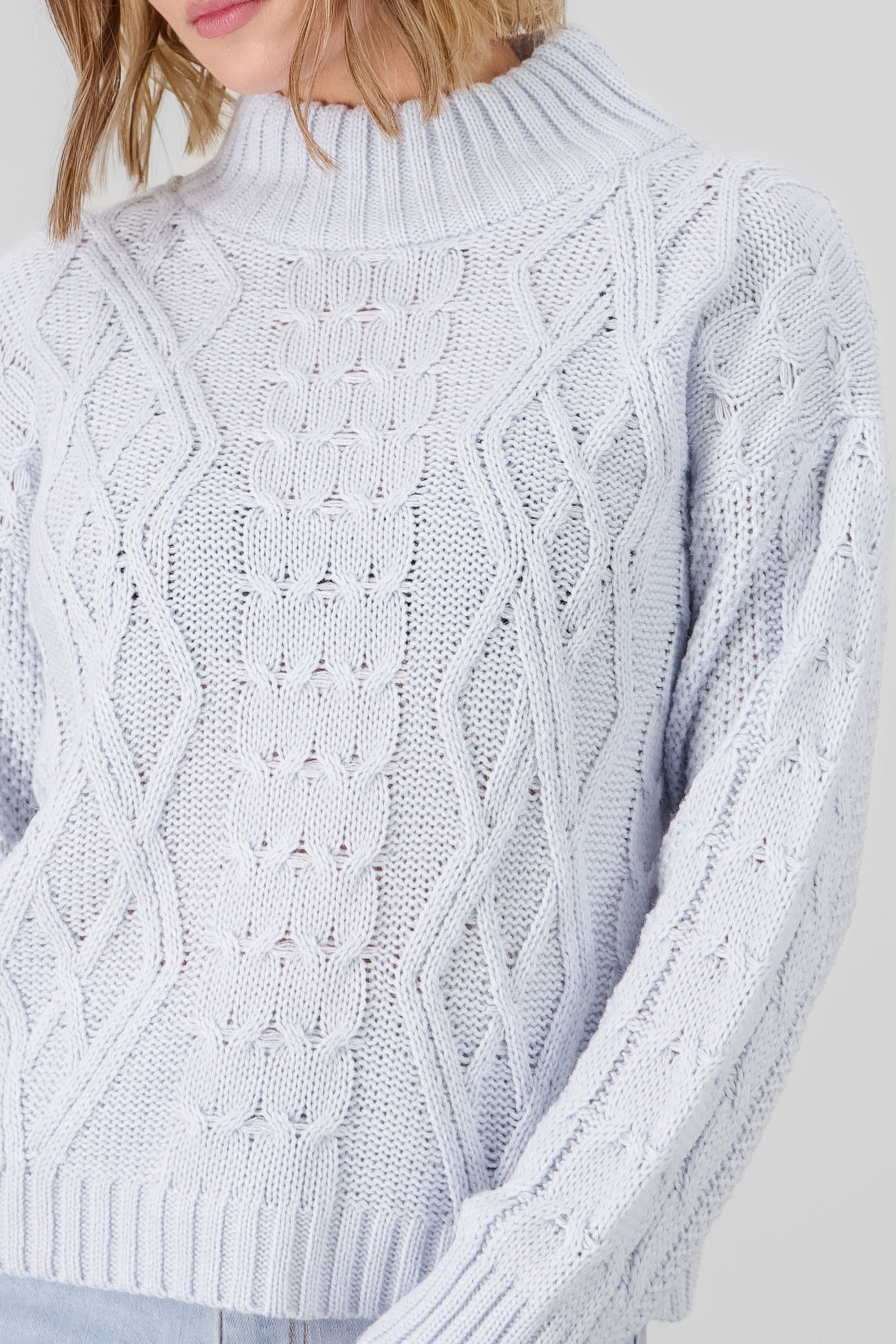 Neck Detail Knit Sweater PASTEL BLUE