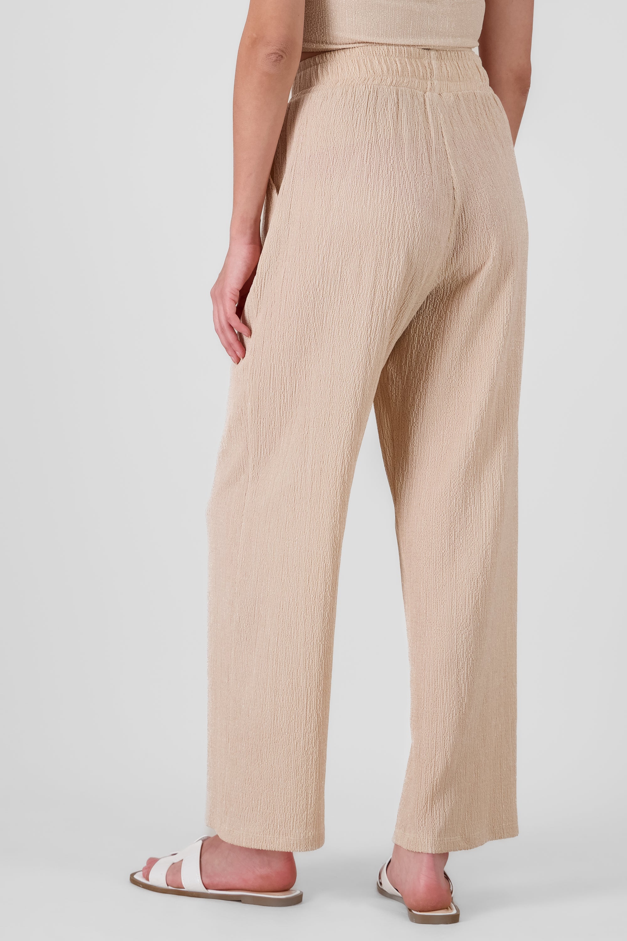 Textured Drawstring Pants BEIGE