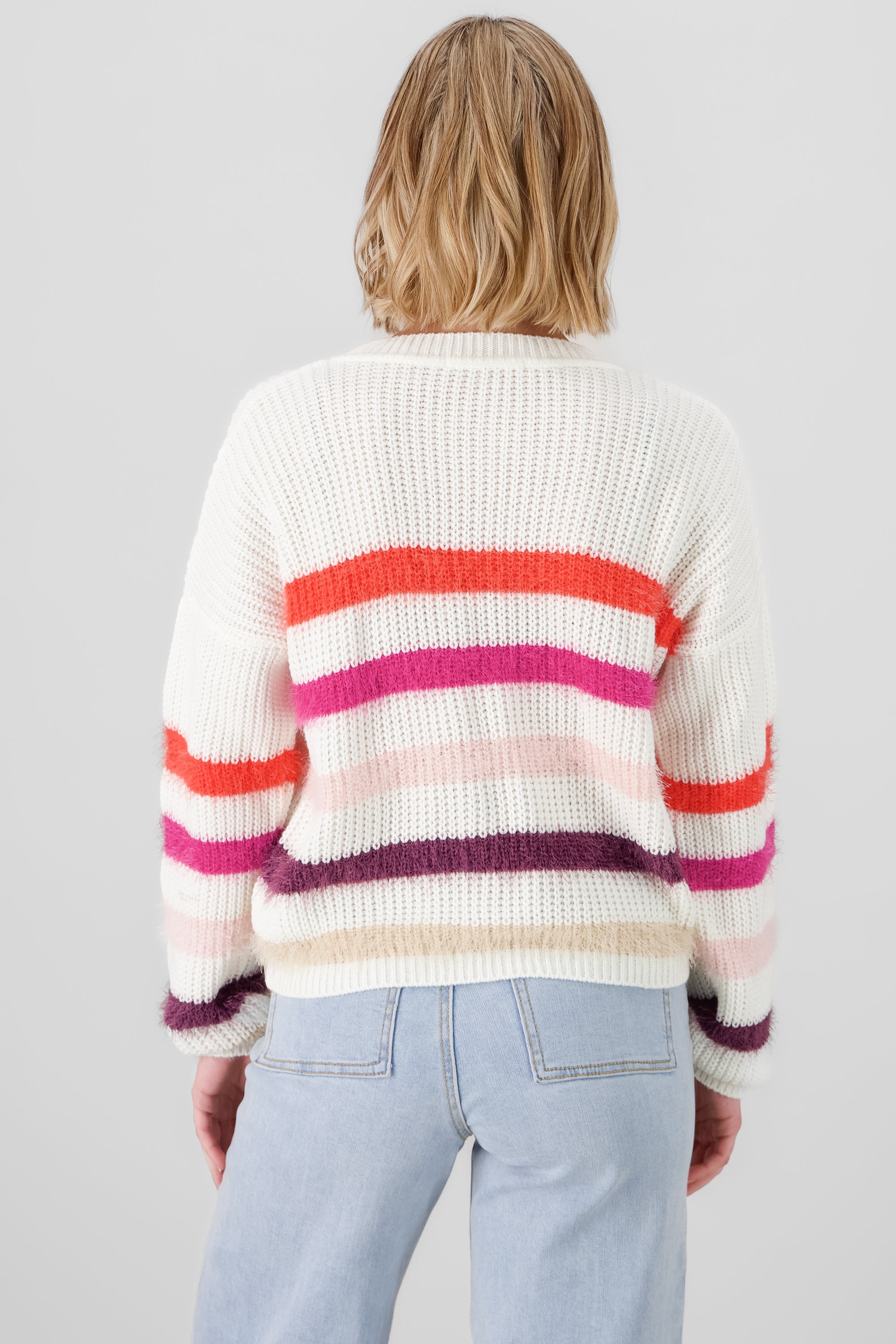 Striped Knit Sweater WHITE COMBO