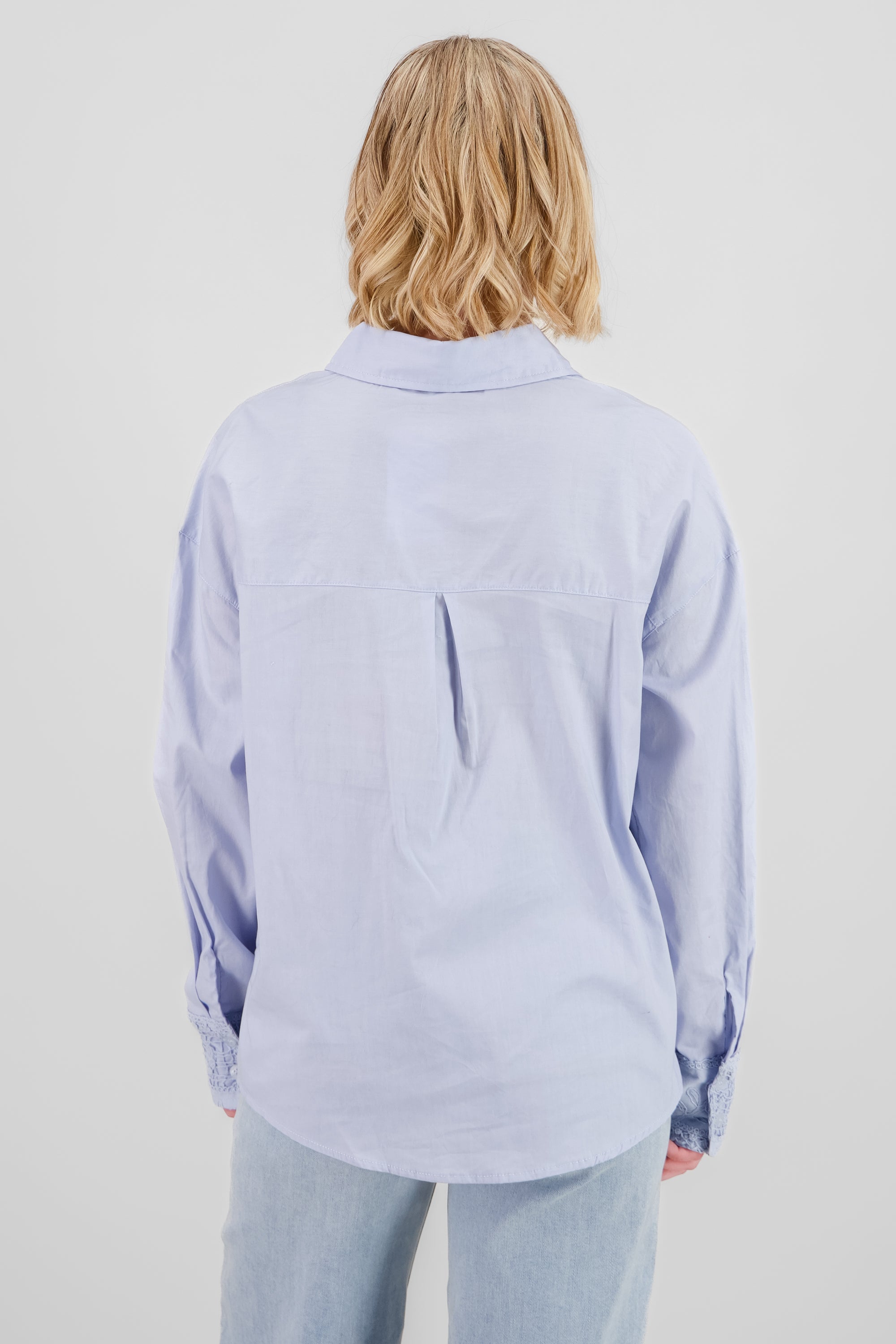 Embroidered Pocket Detail Shirt SKY BLUE