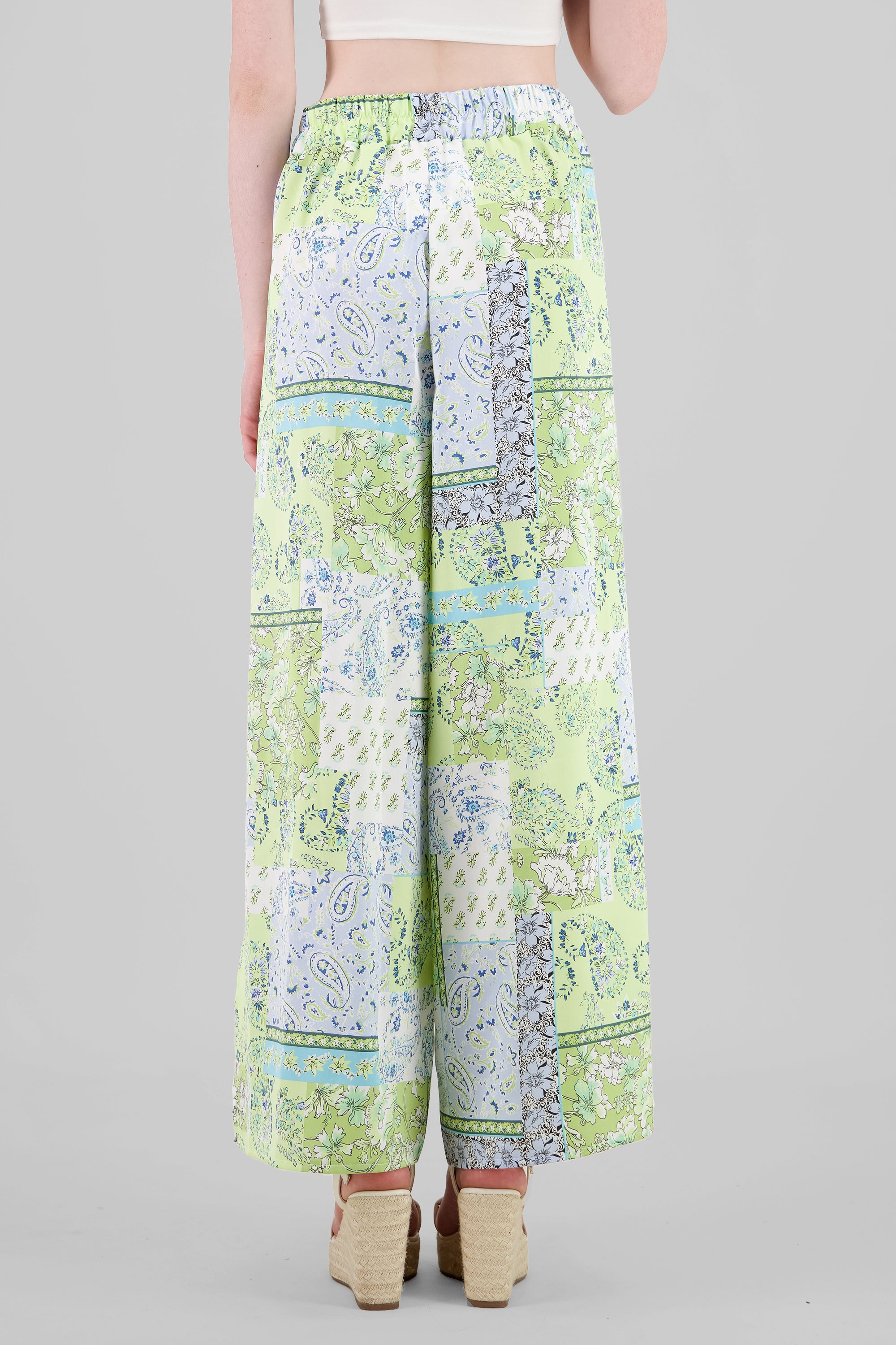 Patterned Pants with Slit details GREEN COMBO