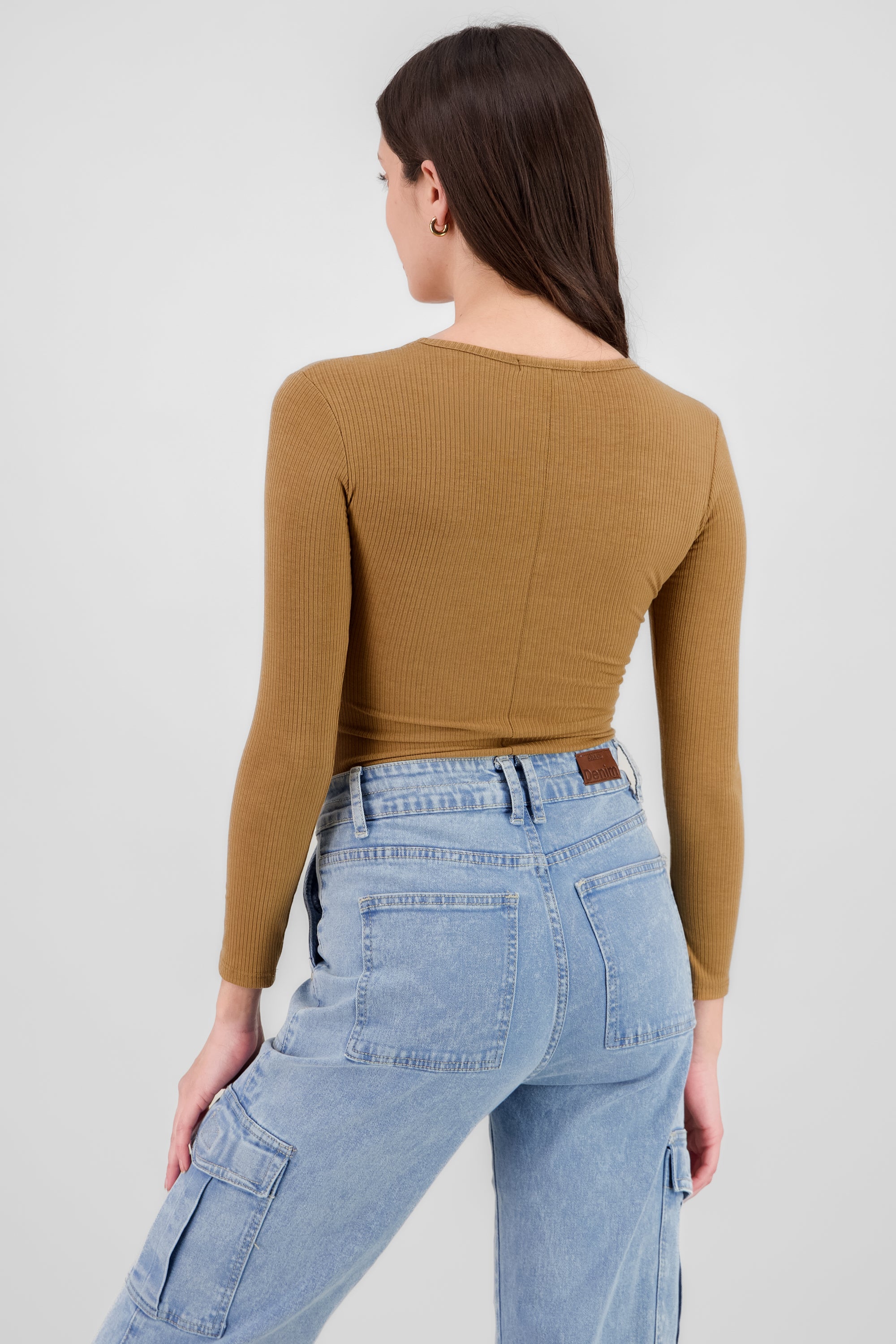 Long Sleeve Ribbed Bodysuit SAND