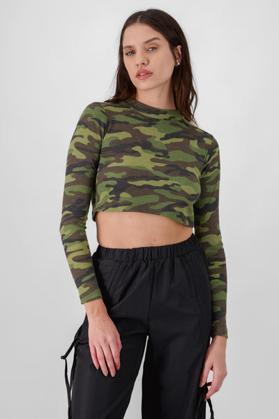 Long Sleeve Military Top GREEN COMBO