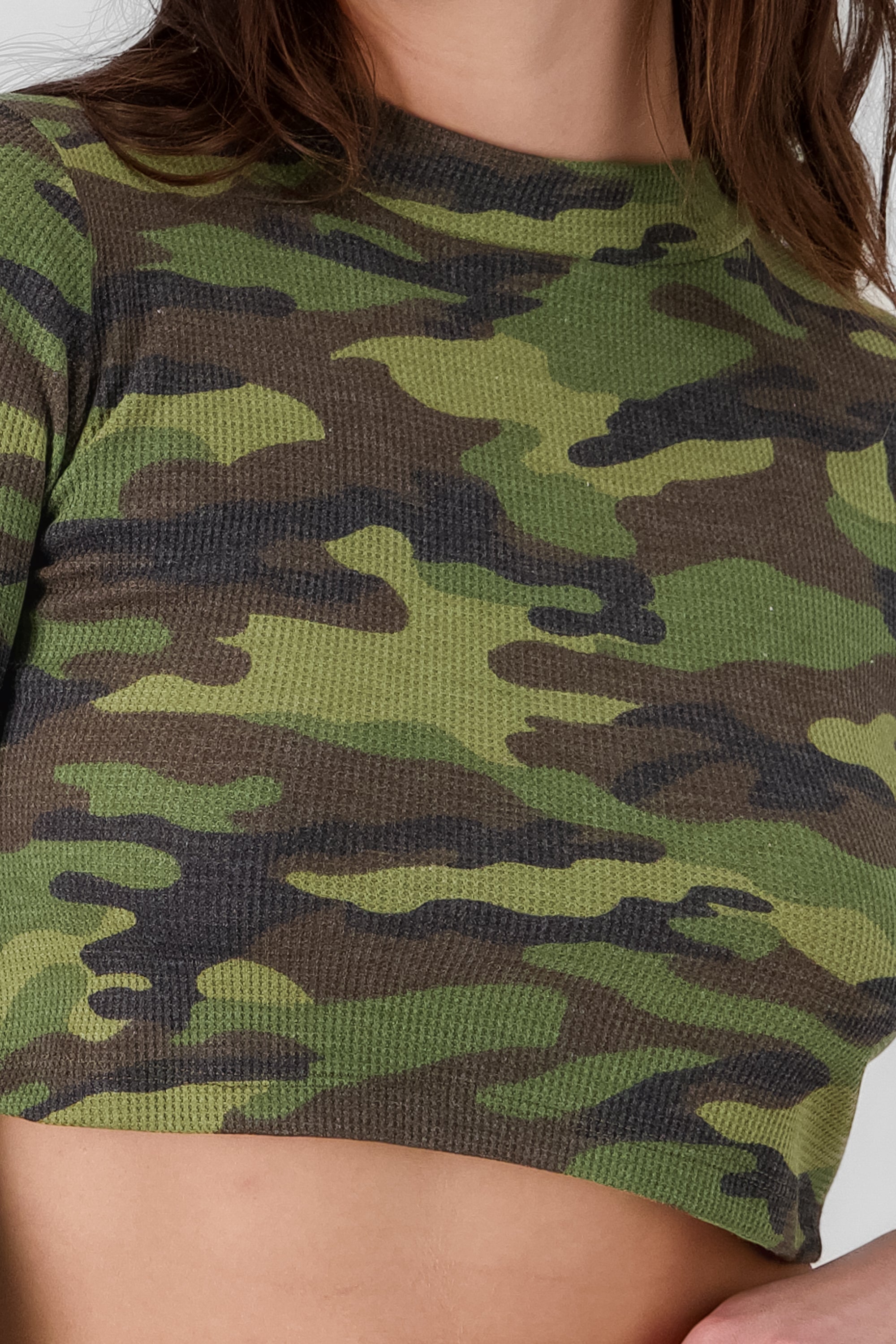 Long Sleeve Military Top GREEN COMBO