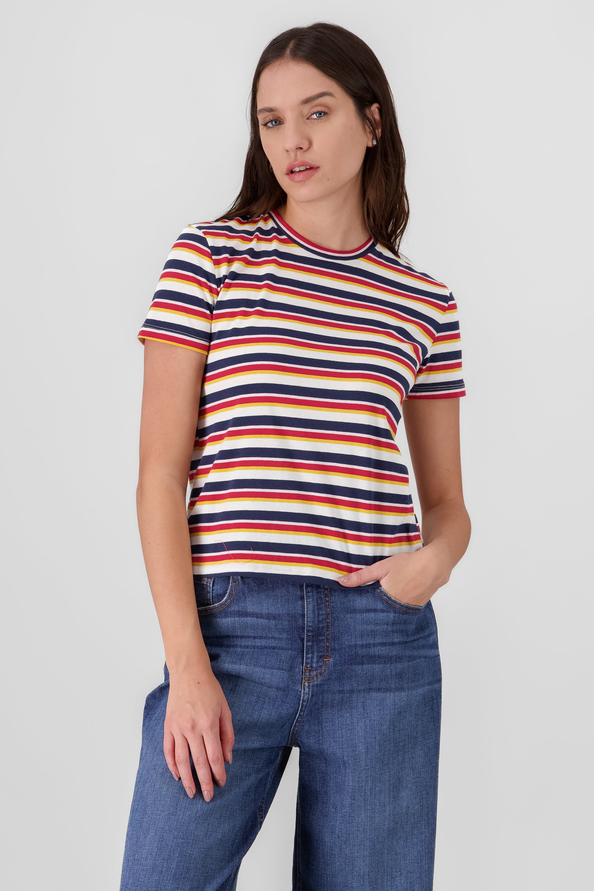 Short Sleeve Striped T Shirt MULTICOLOR