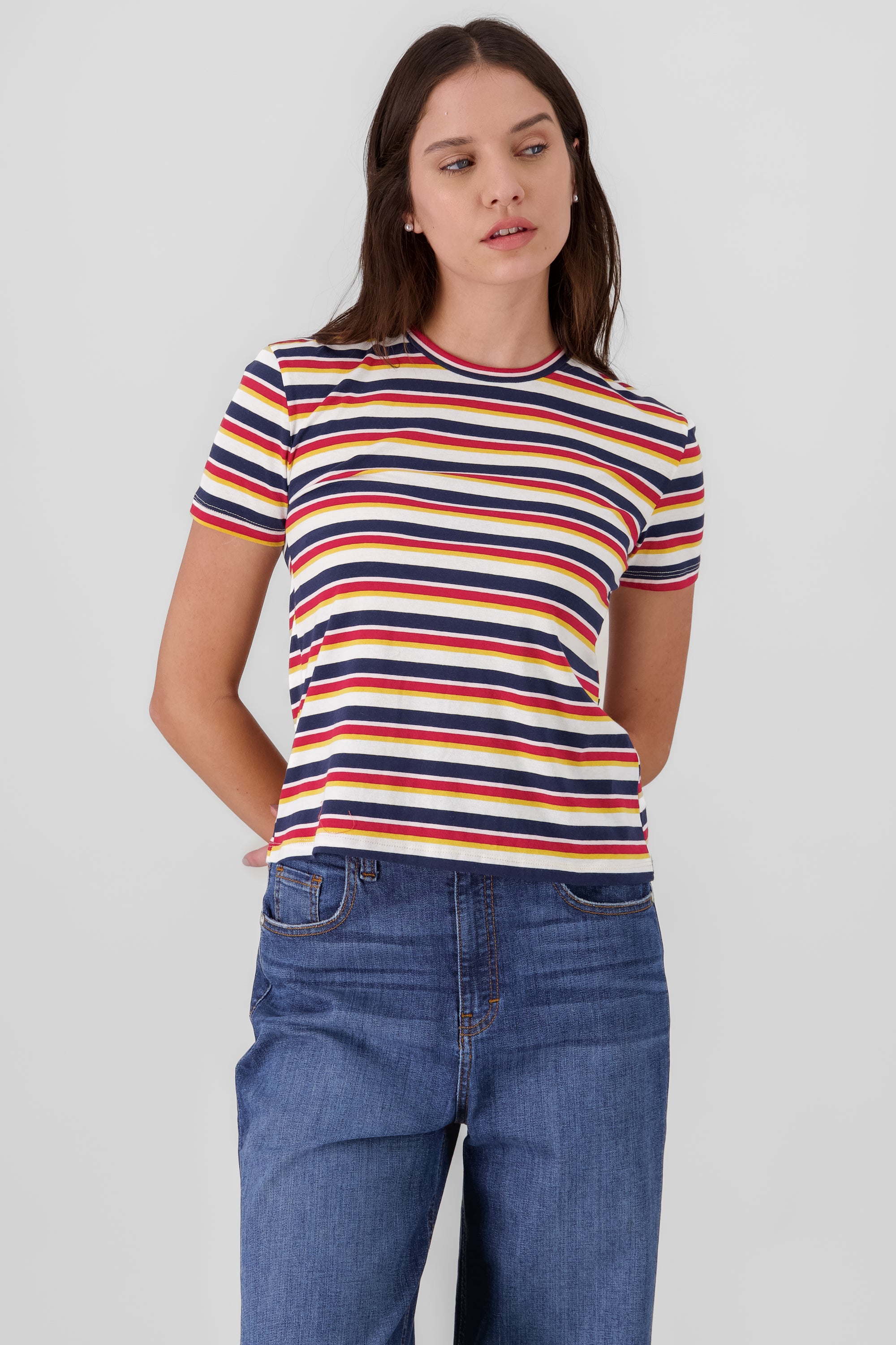 Short Sleeve Striped T Shirt MULTICOLOR