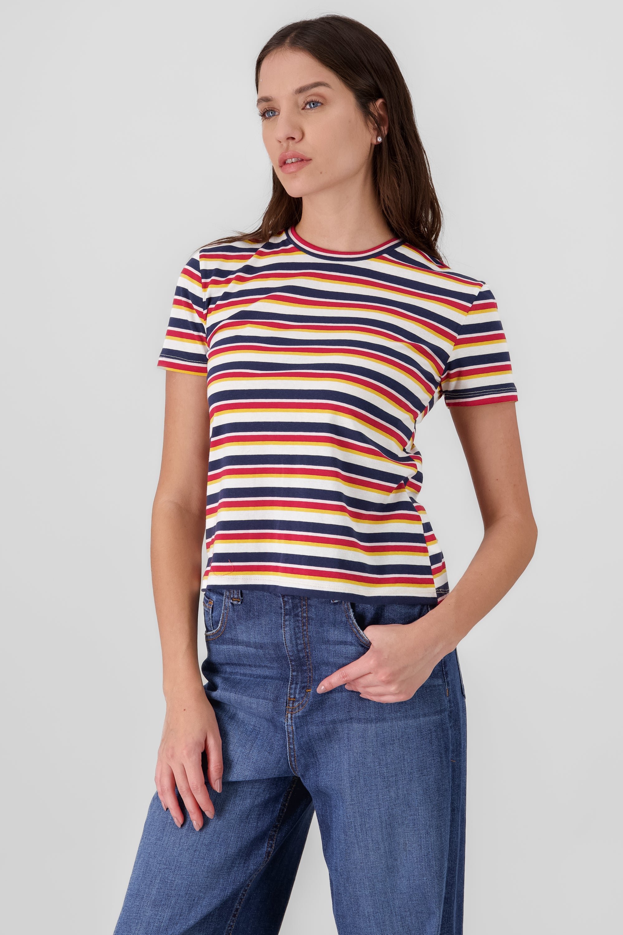 Short Sleeve Striped T Shirt MULTICOLOR