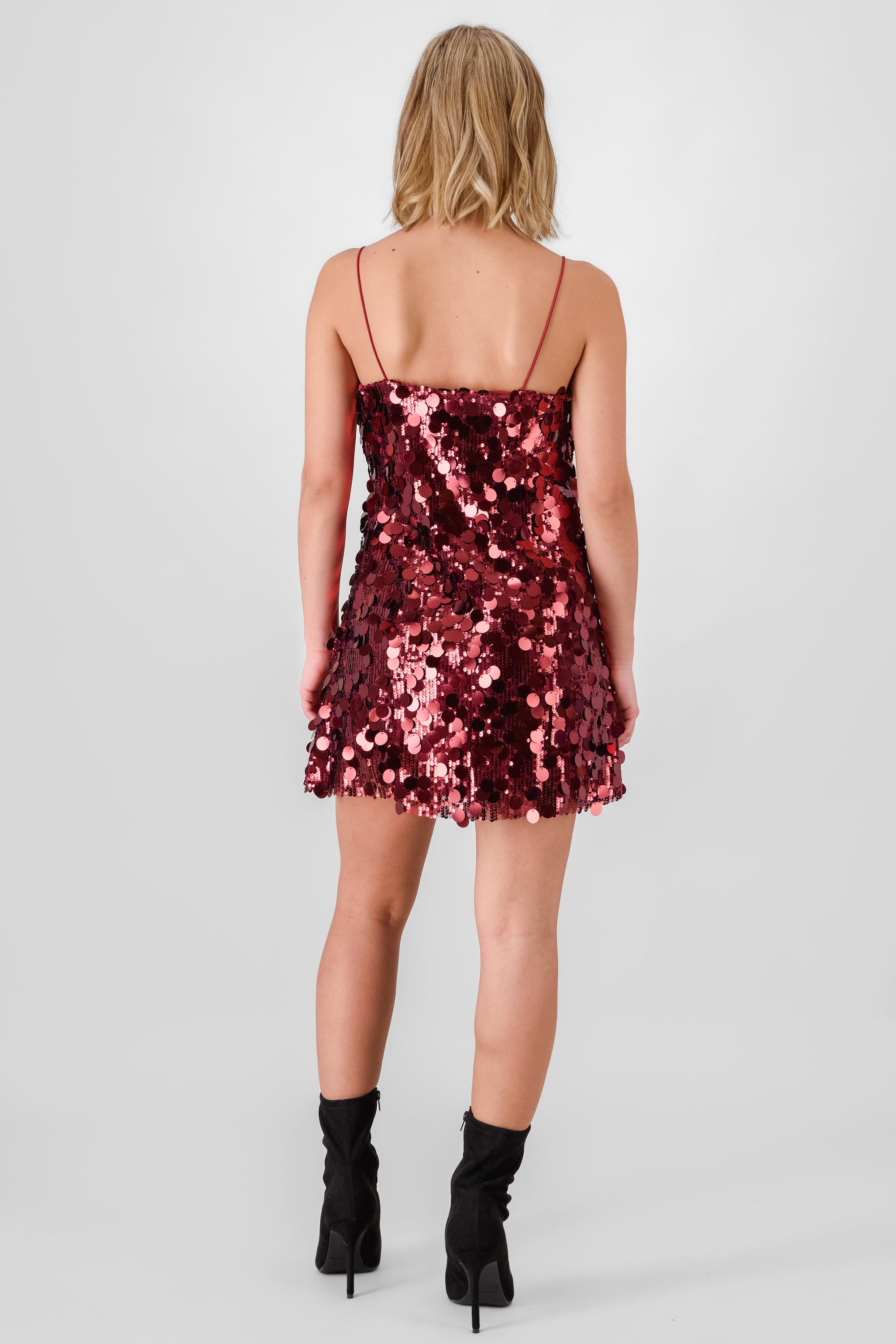 Chunky Sequin Dress CHERRY RED