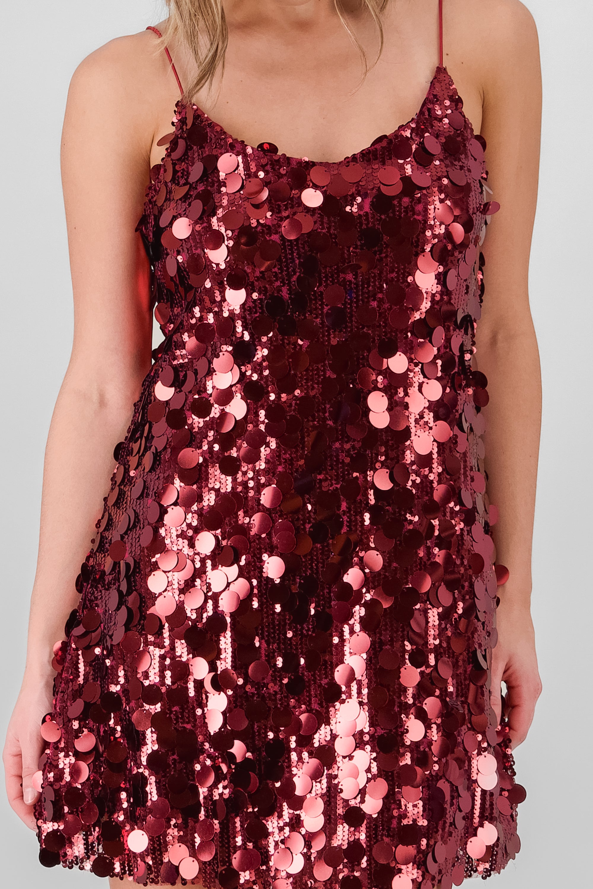 Chunky Sequin Dress CHERRY RED