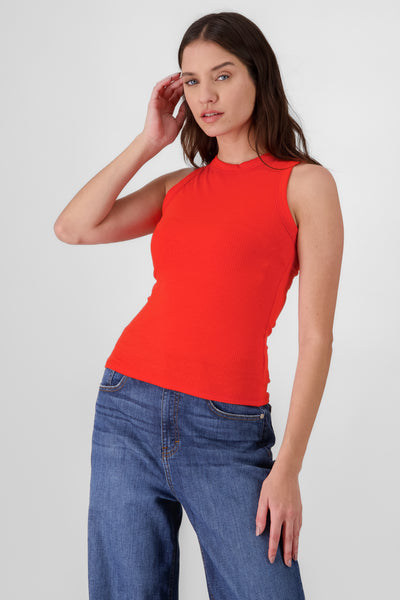 Long Ribbed Tank Top TOMATO RED