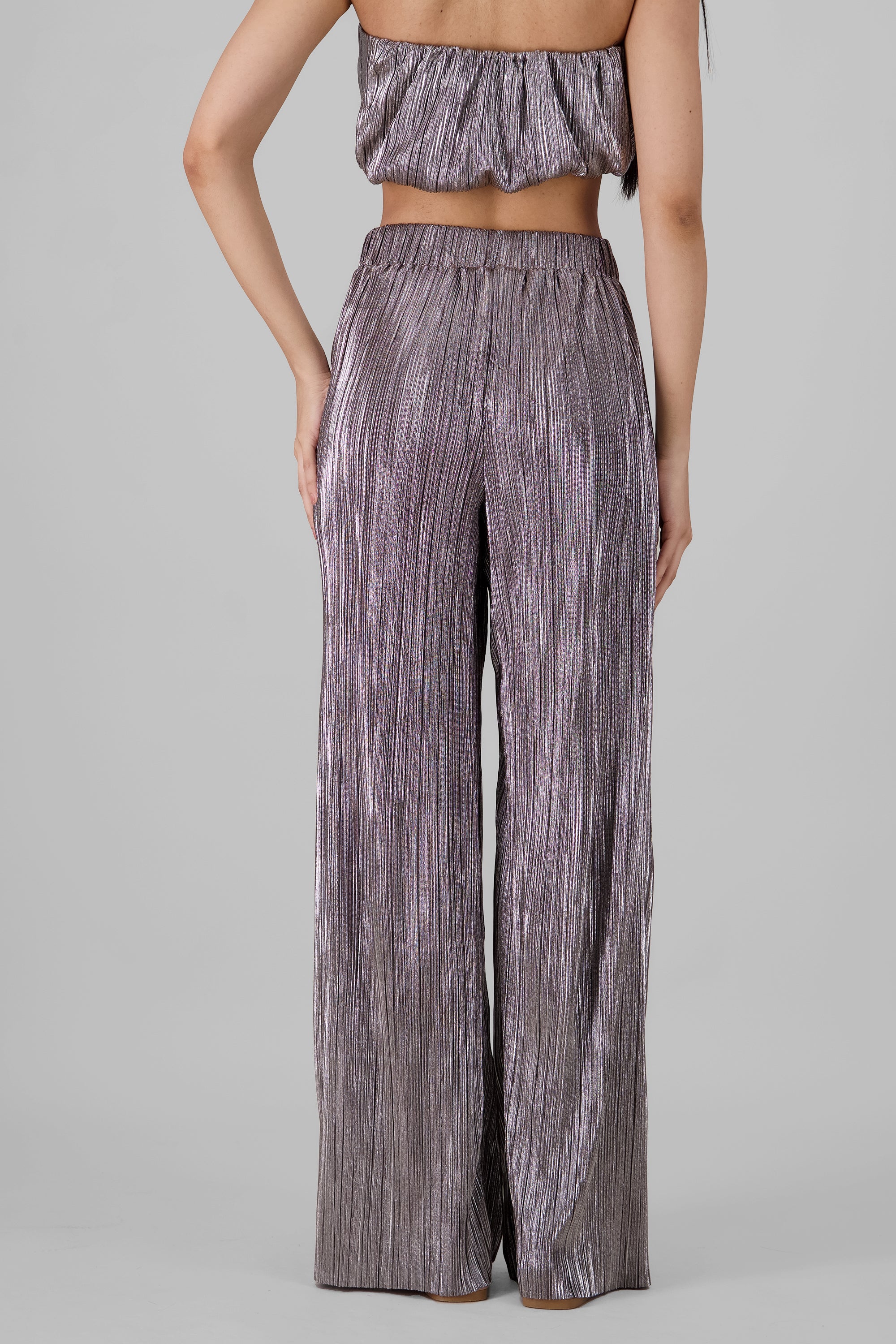 Shiny Textured Pants SILVER