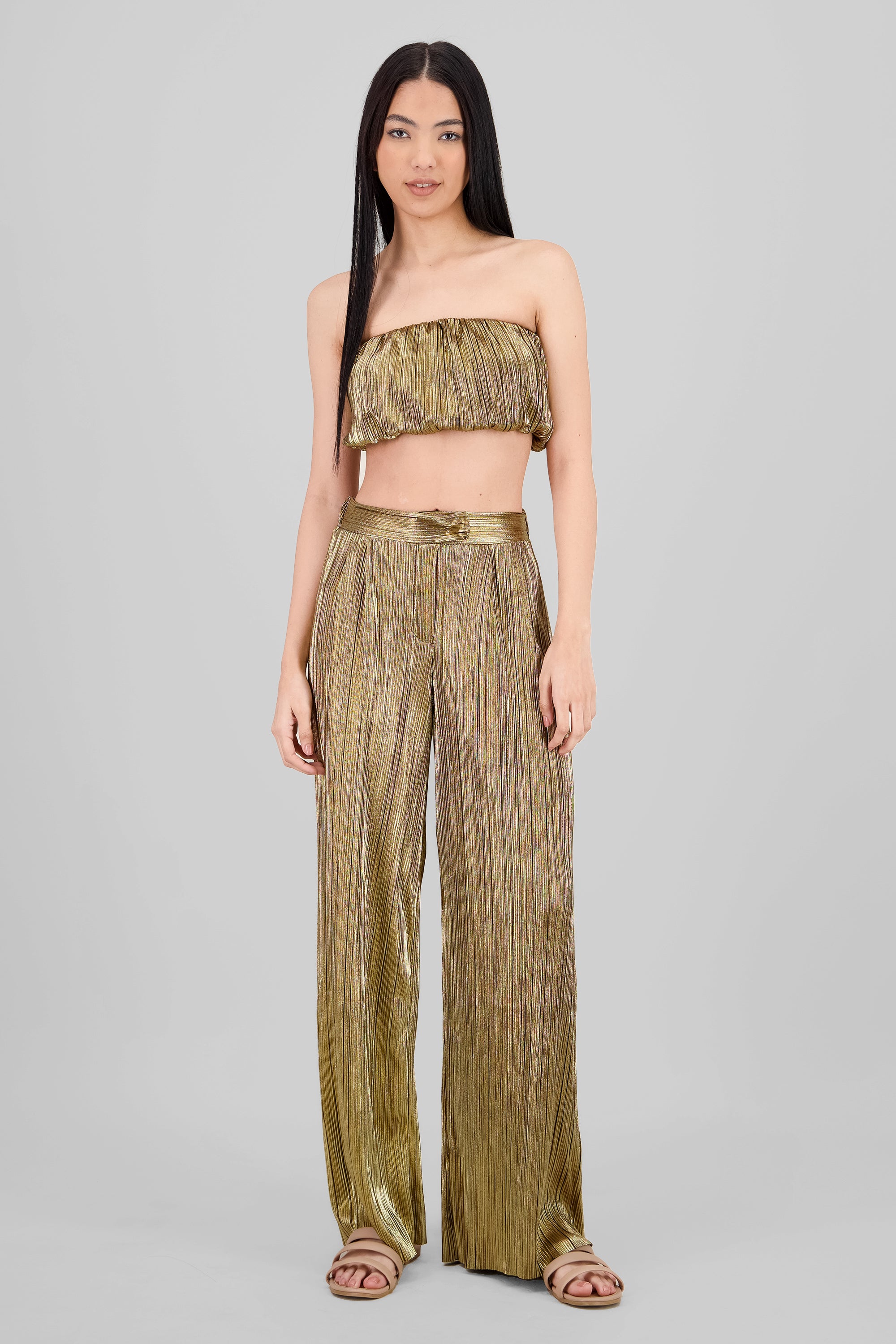 Shiny Textured Pants GOLD