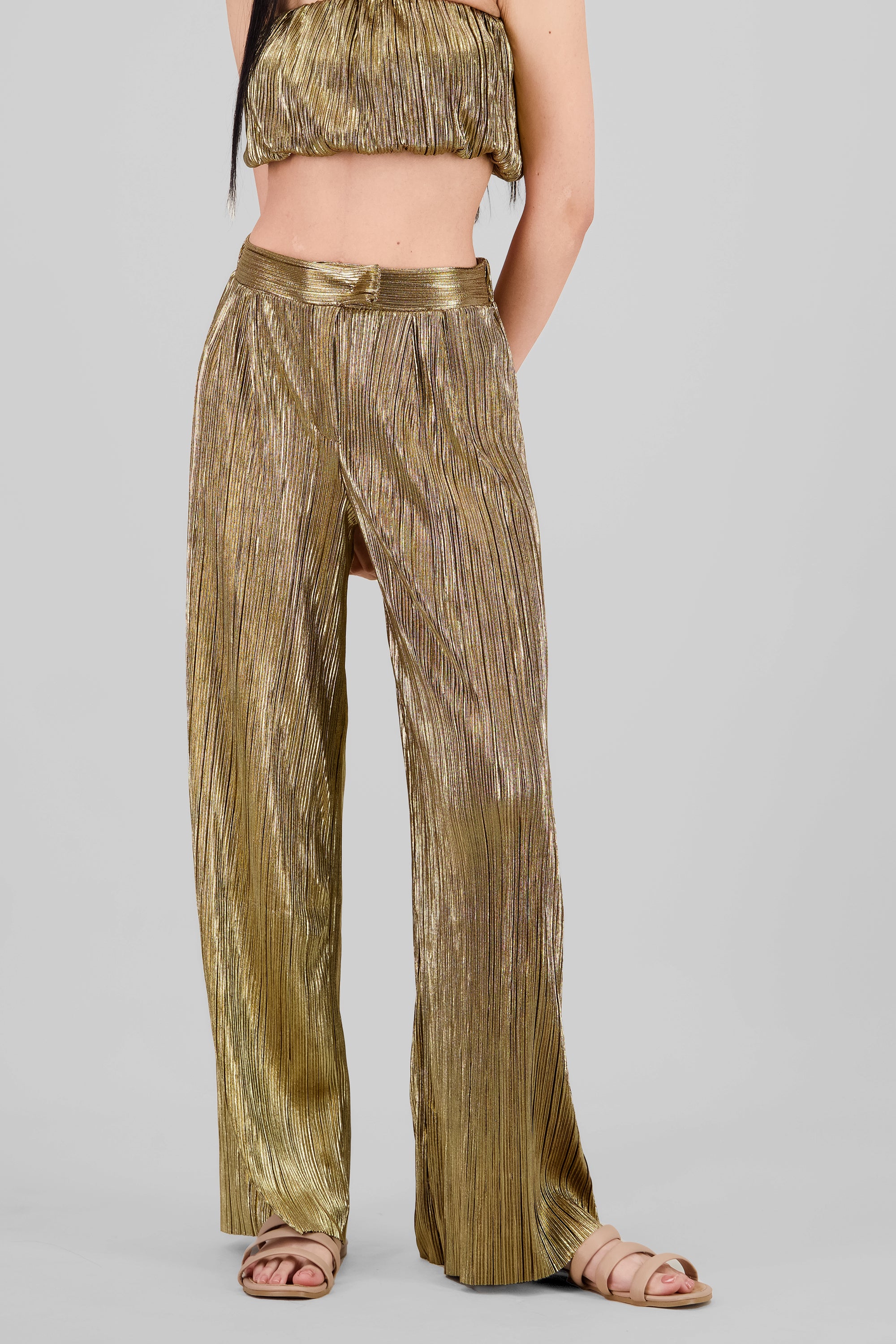 Shiny Textured Pants GOLD