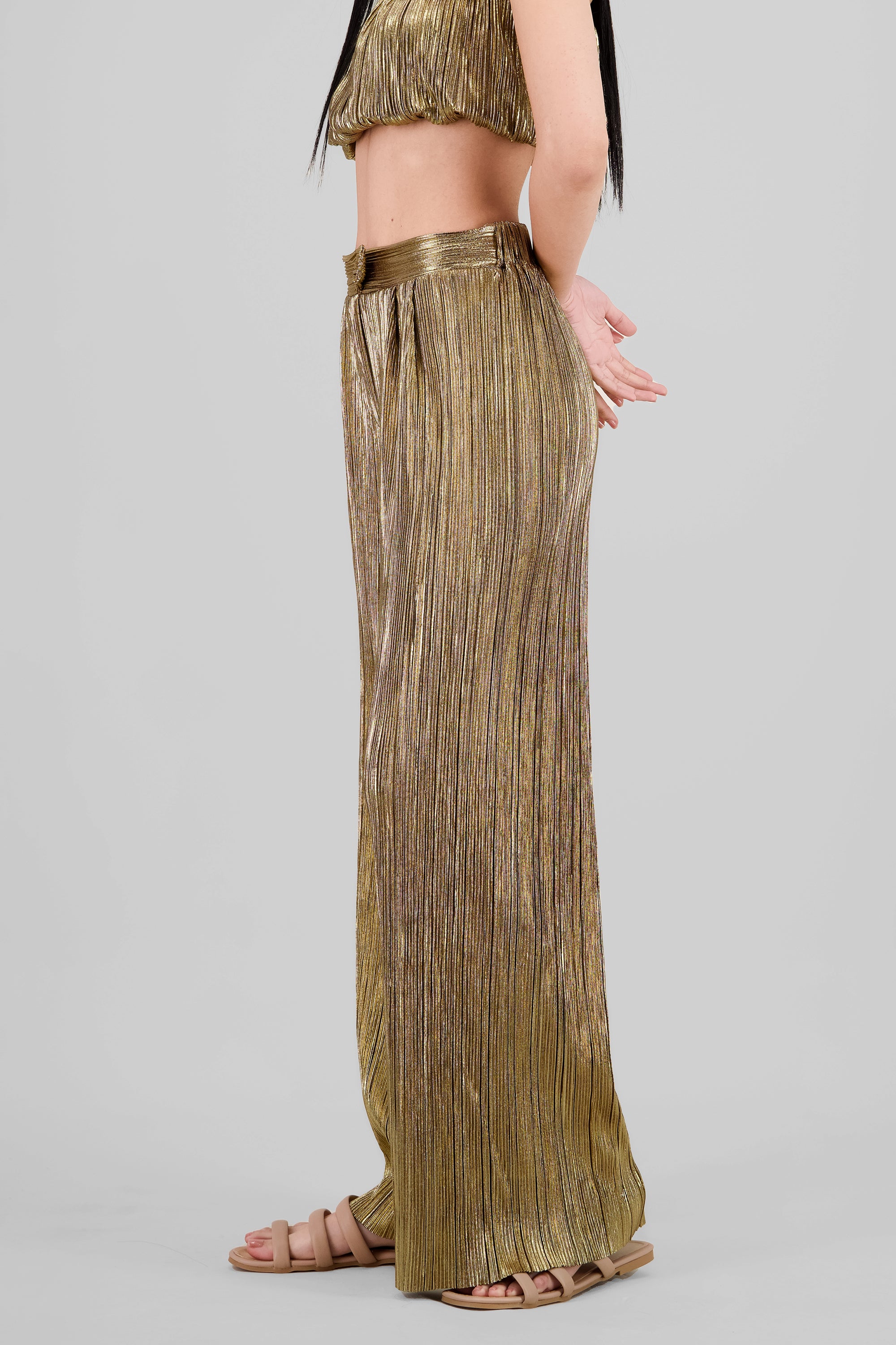 Shiny Textured Pants GOLD