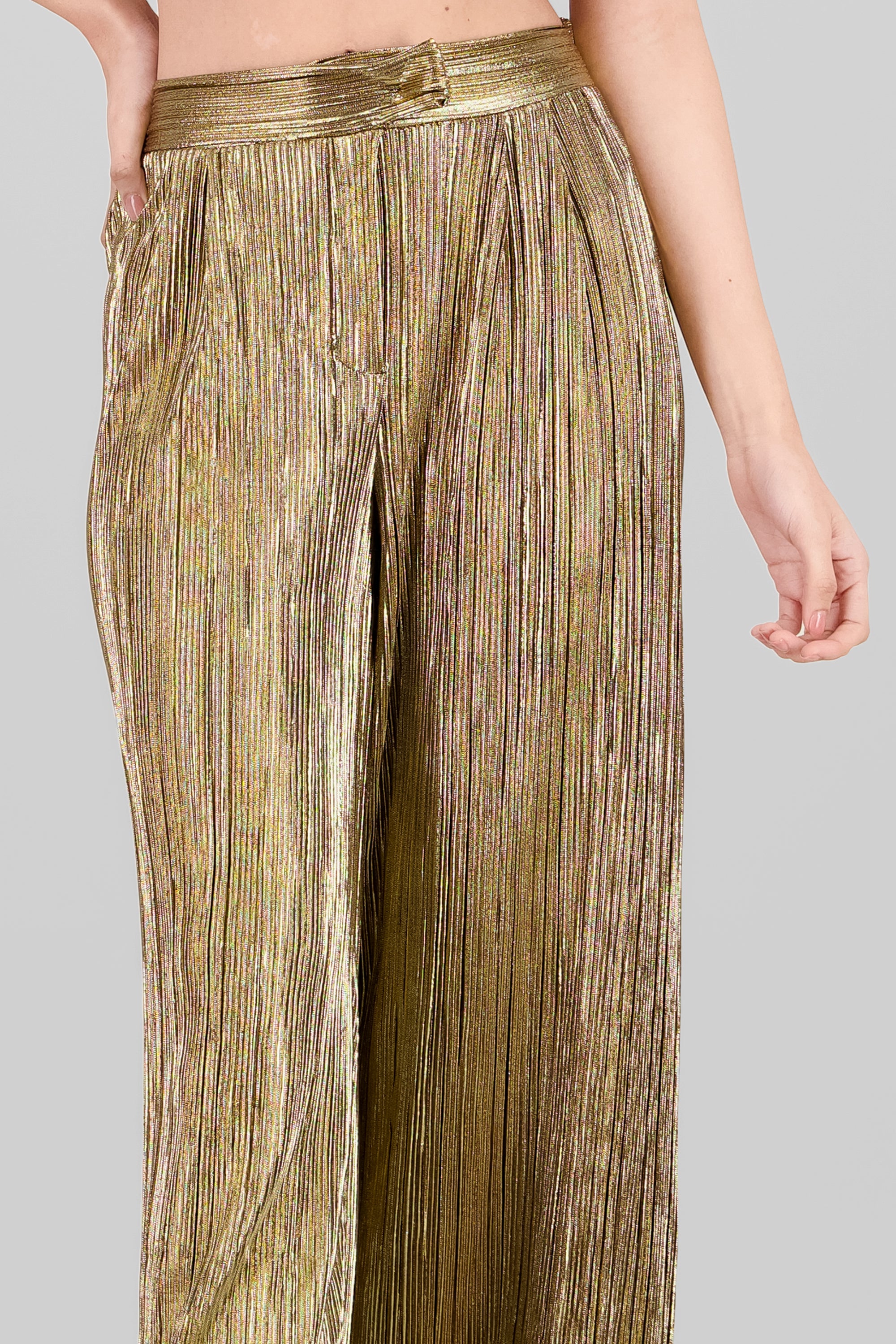 Shiny Textured Pants GOLD