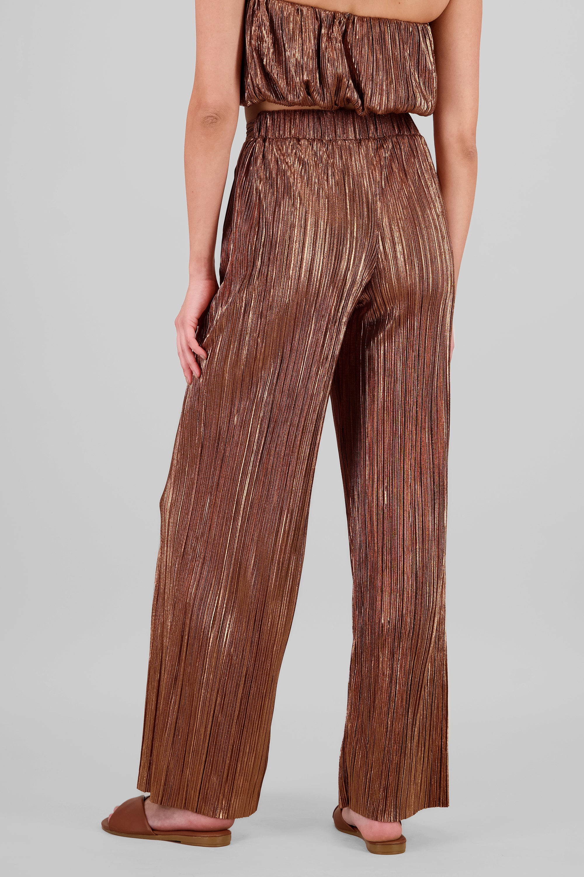 Shiny Textured Pants COPPER