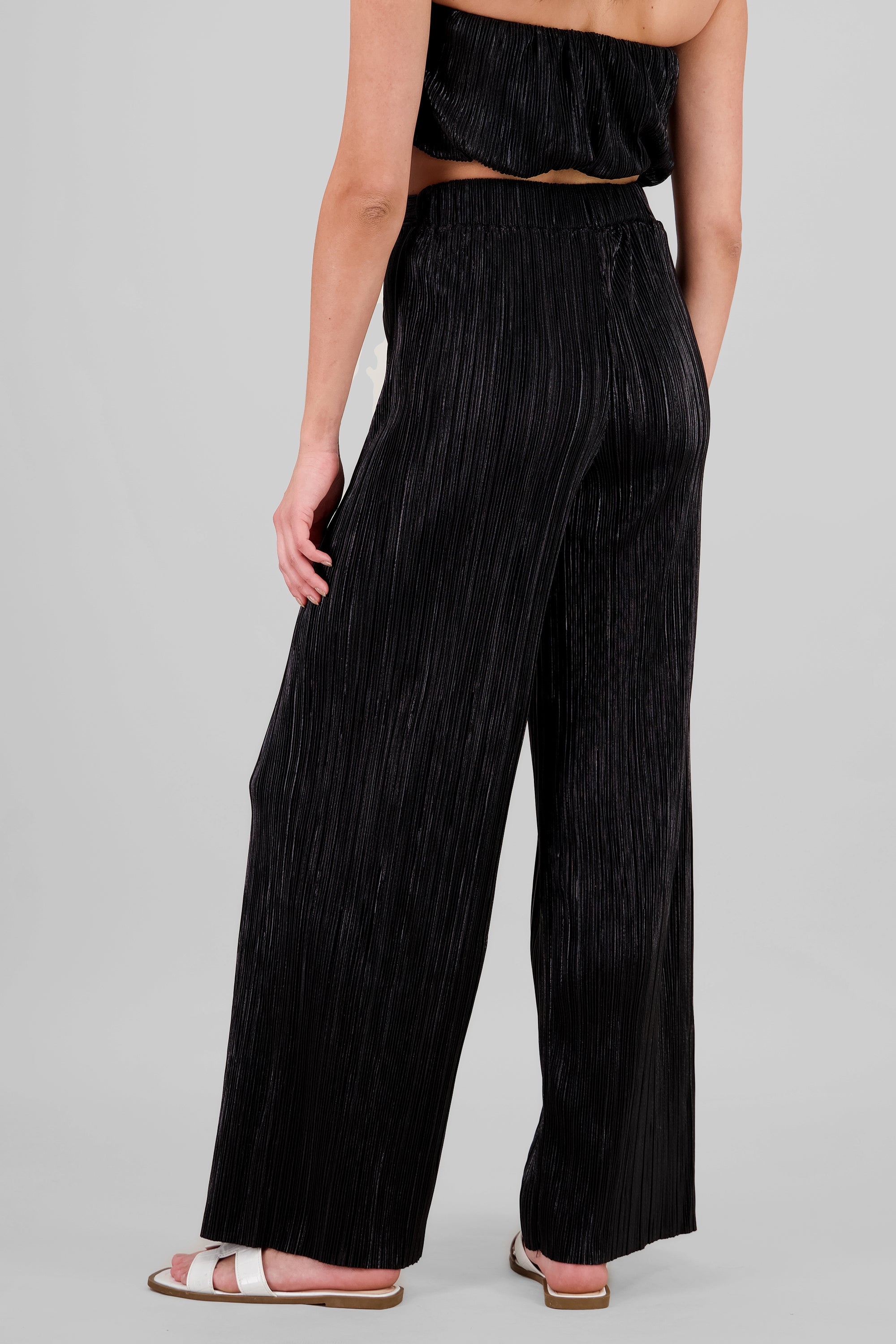 Shiny Textured Pants BLACK