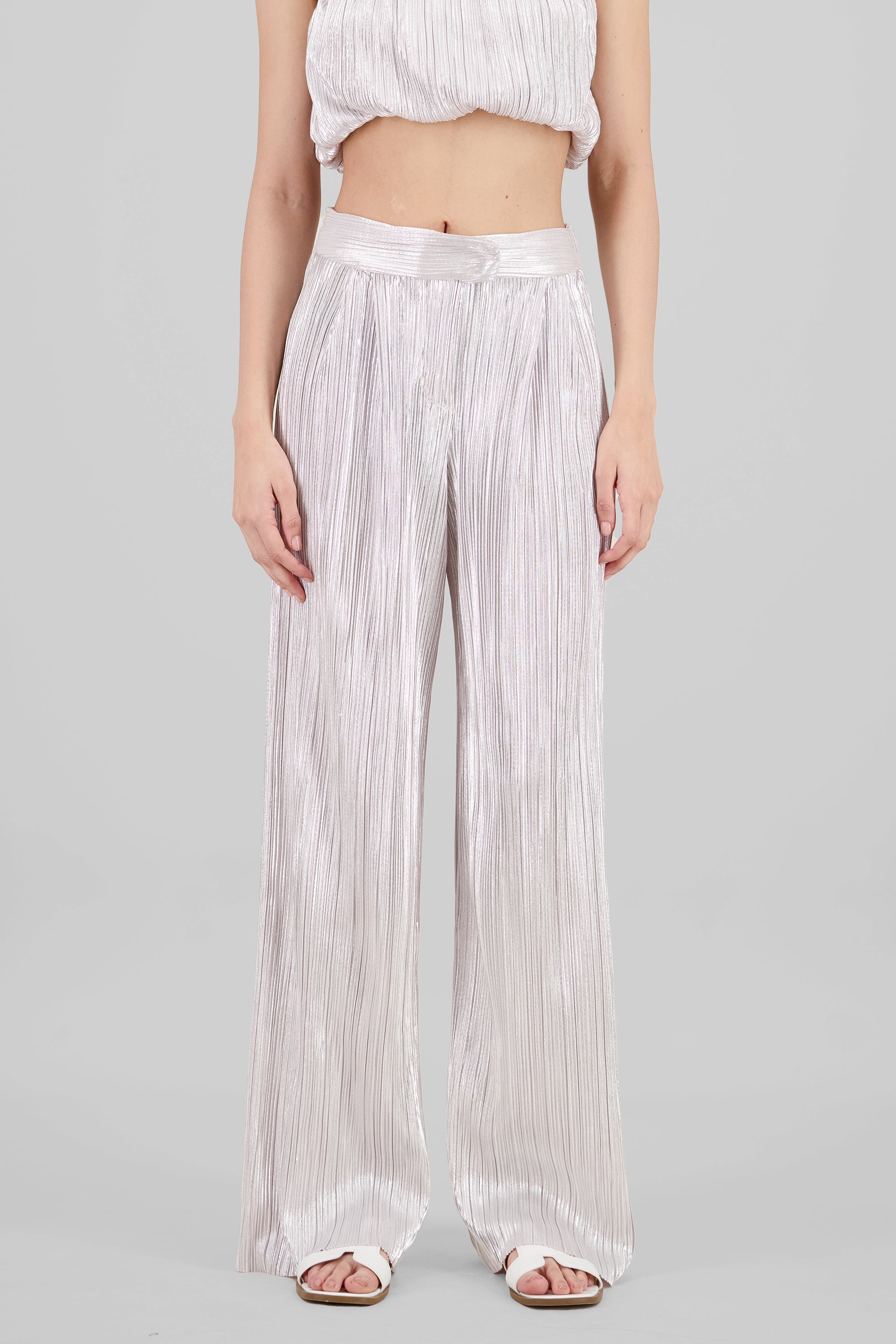 Shiny Textured Pants PASTEL PINK