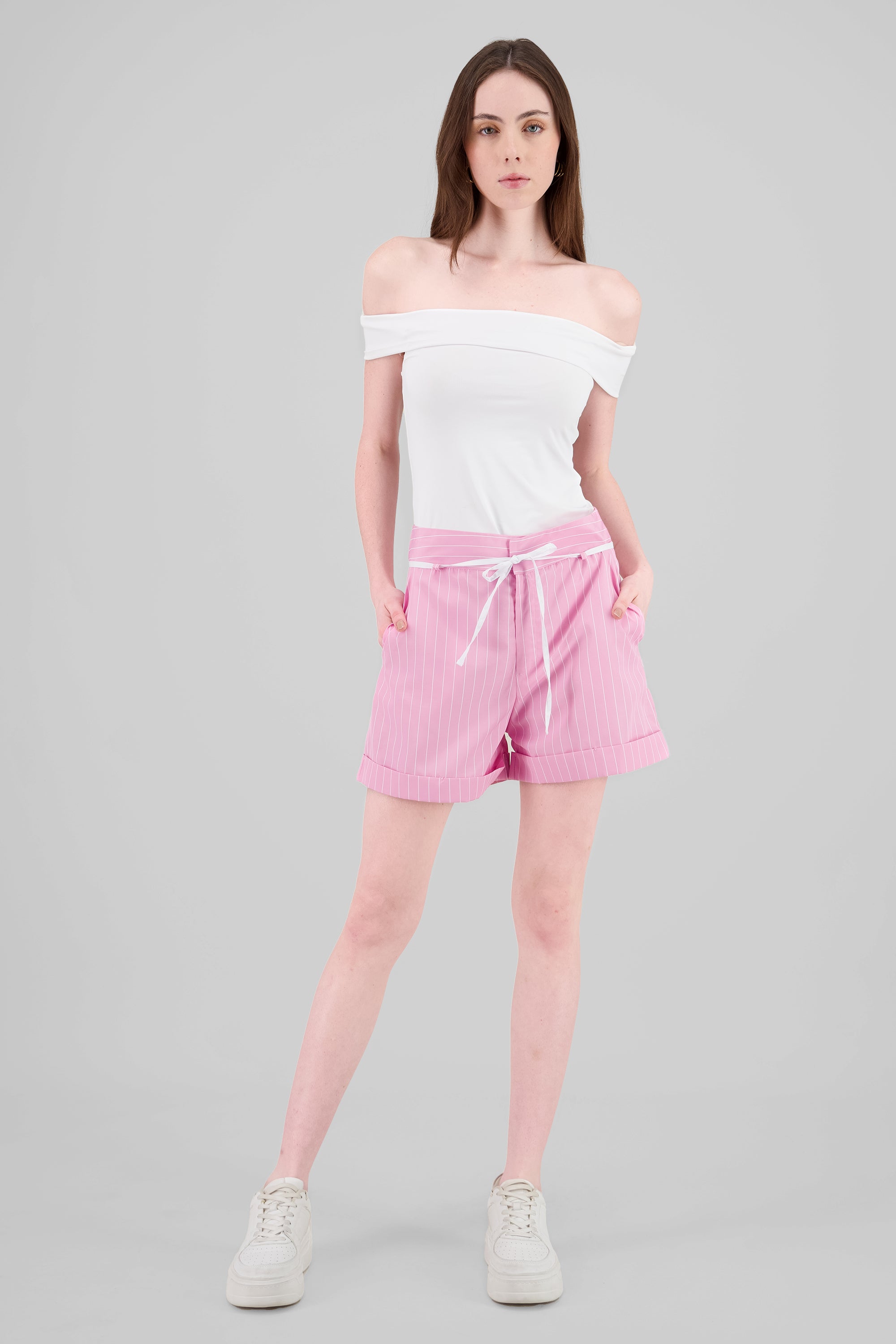 Striped Shorts with Bow detail PINK COMBO