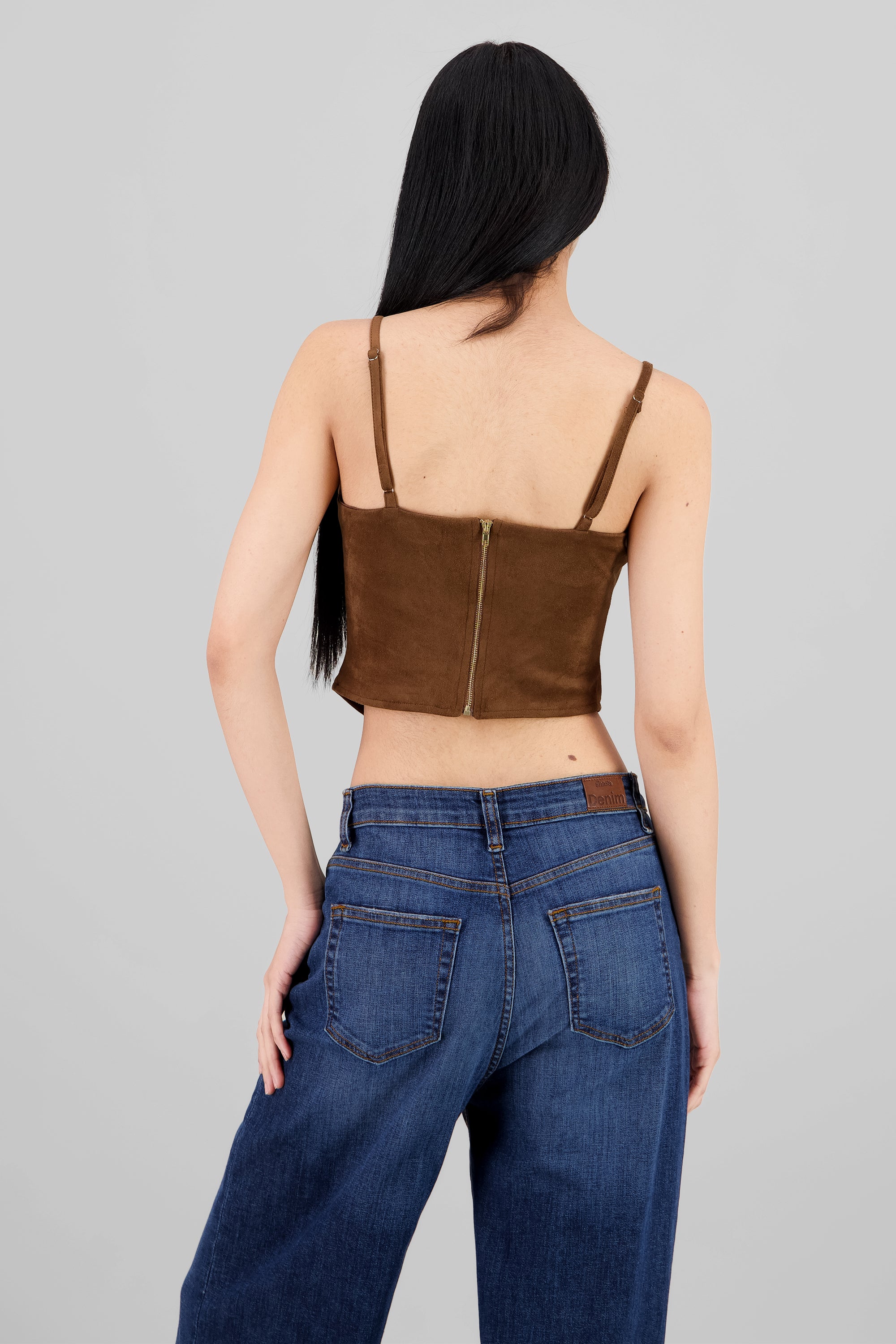 Suede Corset Blouse BROWN