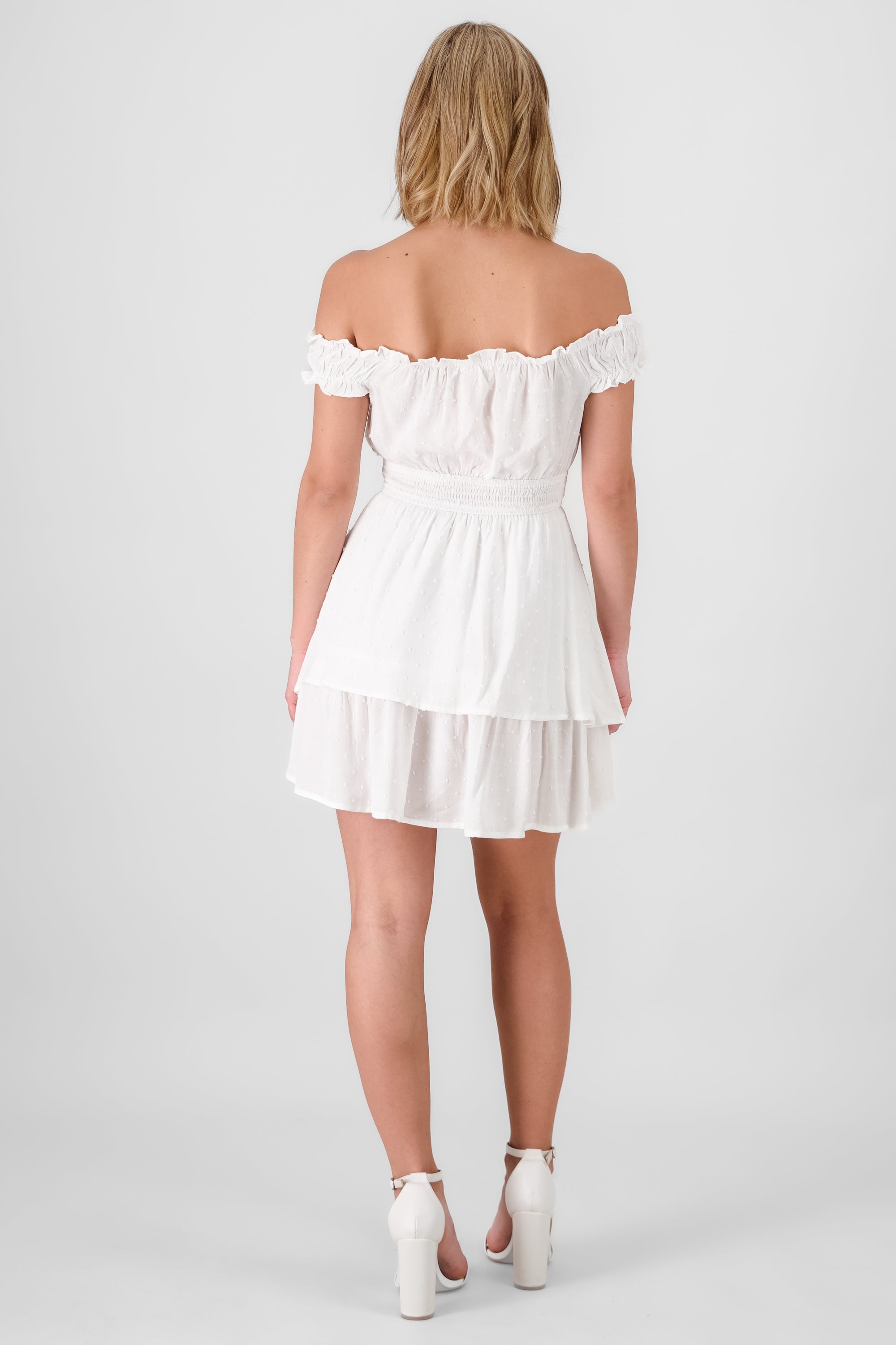 Off Shoulder Dress WHITE