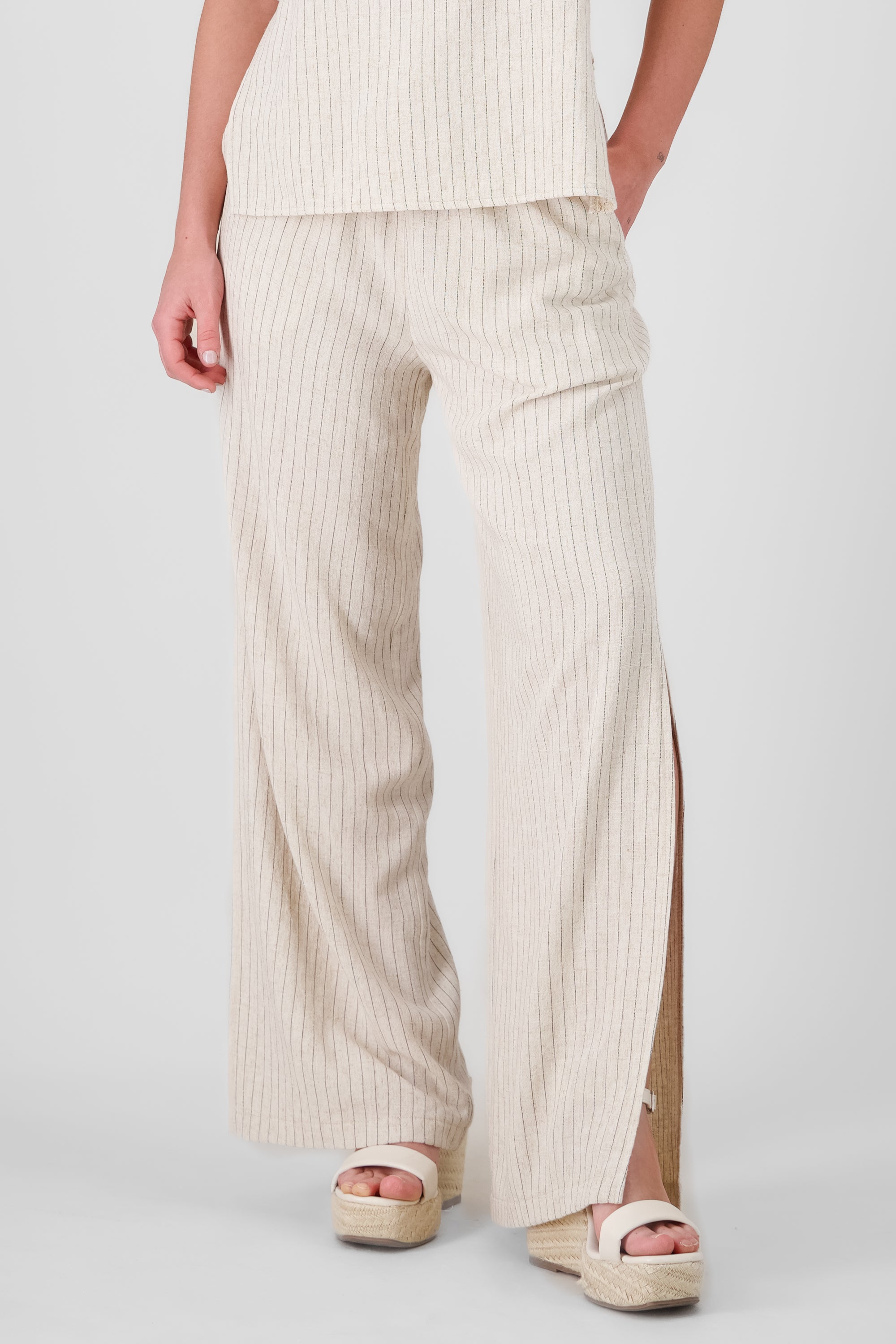 Linen Striped Pants BONE COMBO