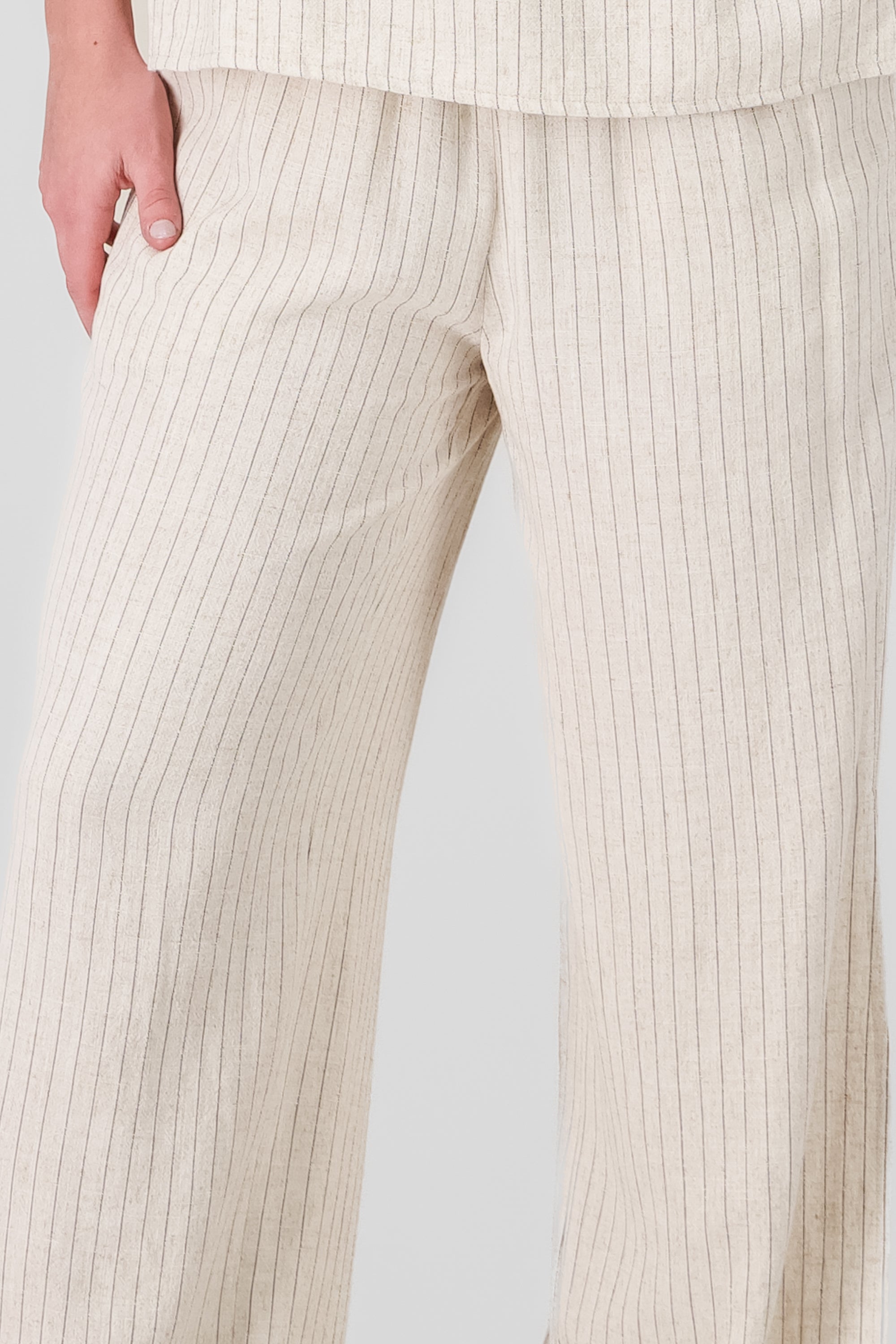 Linen Striped Pants BONE COMBO