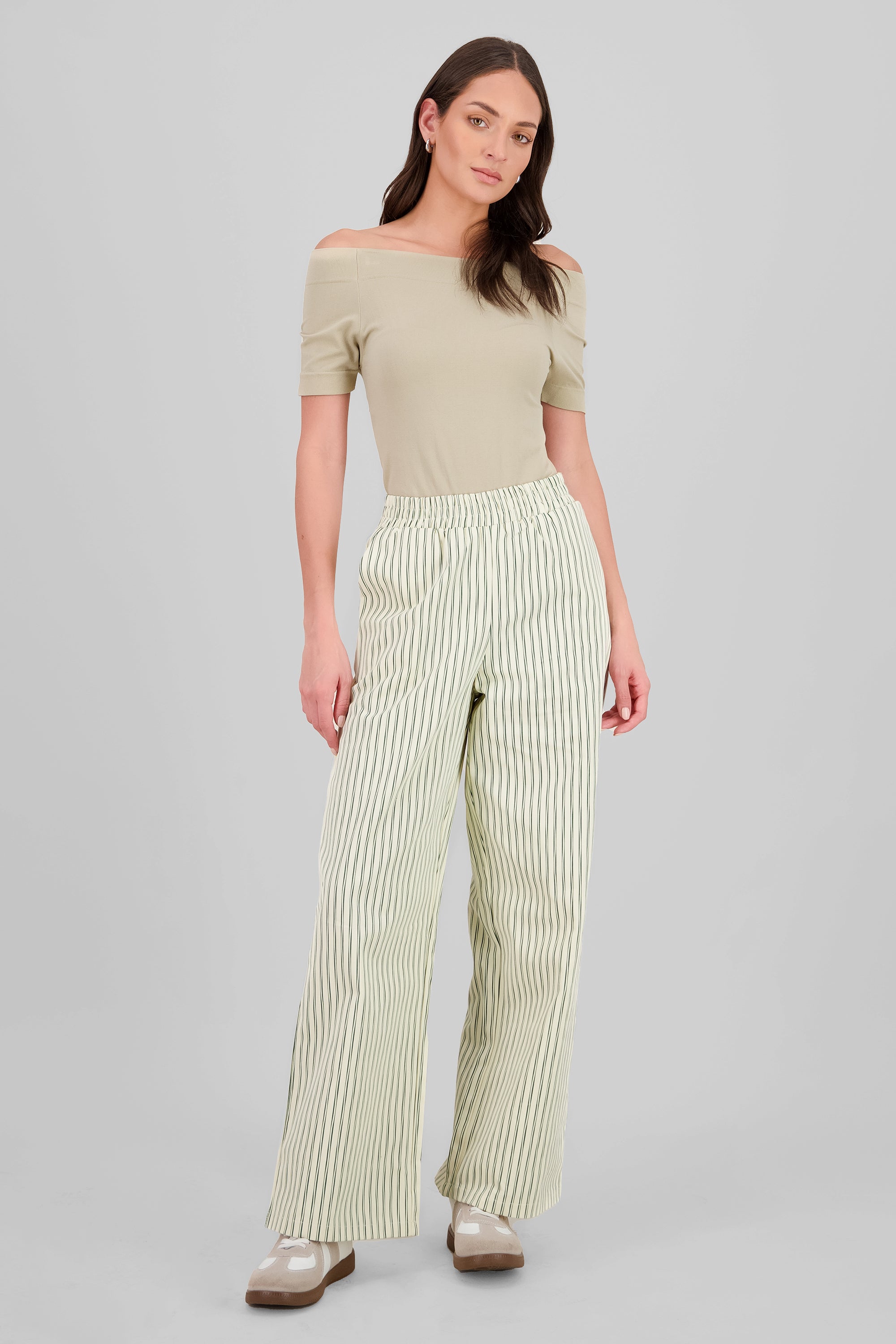 Wide Leg Striped Pants GREEN COMBO