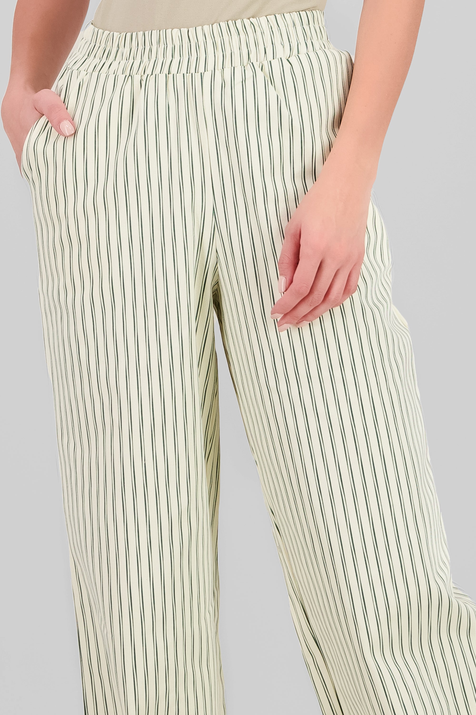 Wide Leg Striped Pants GREEN COMBO