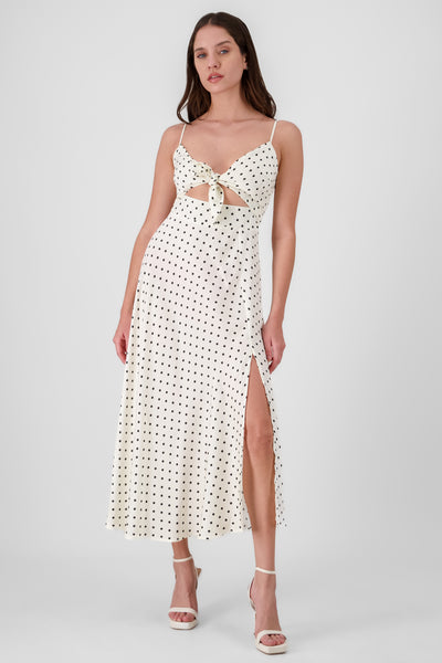 Polka Dot Midi Dress WHITE COMBO