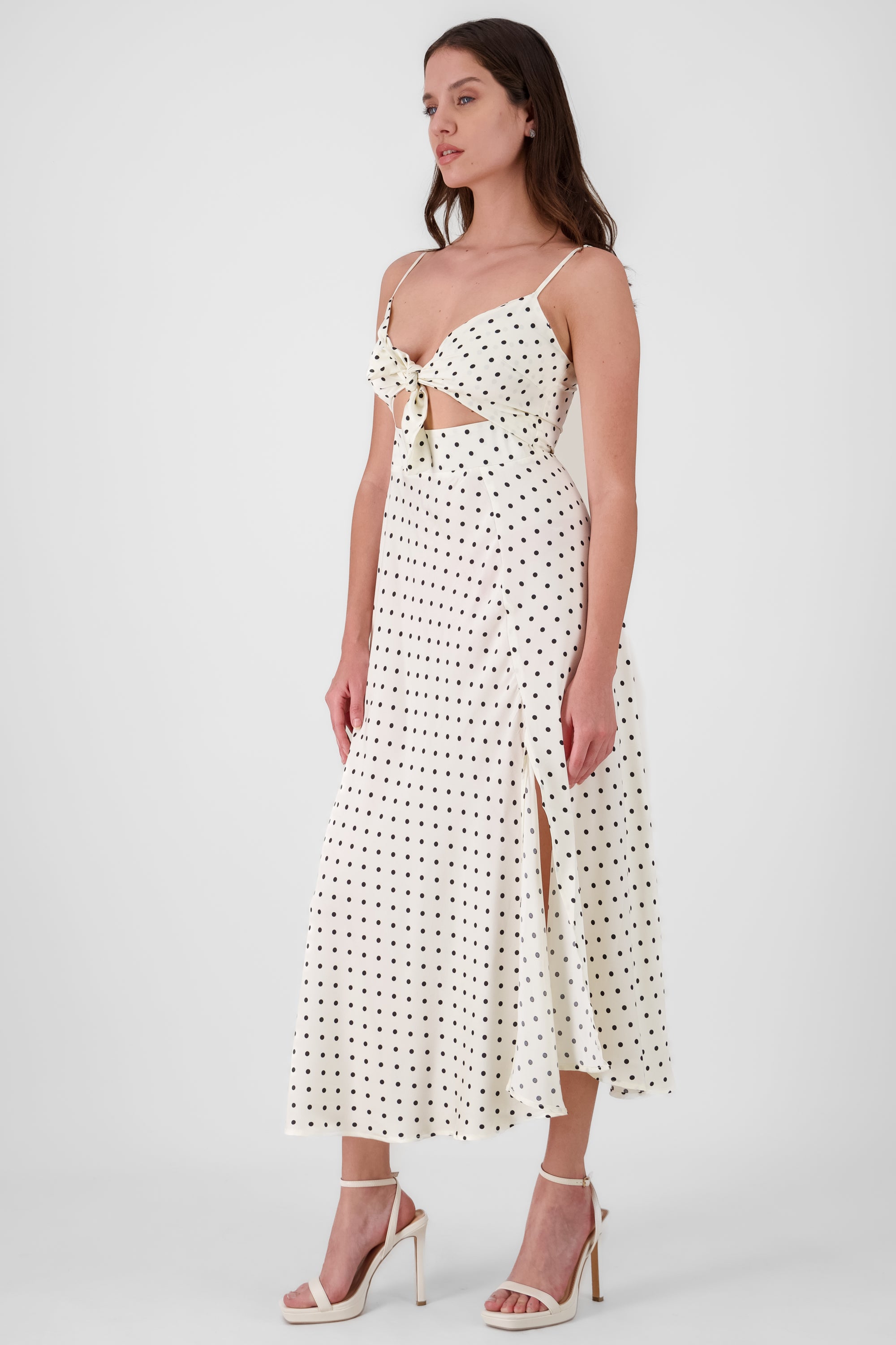 Polka Dot Midi Dress WHITE COMBO