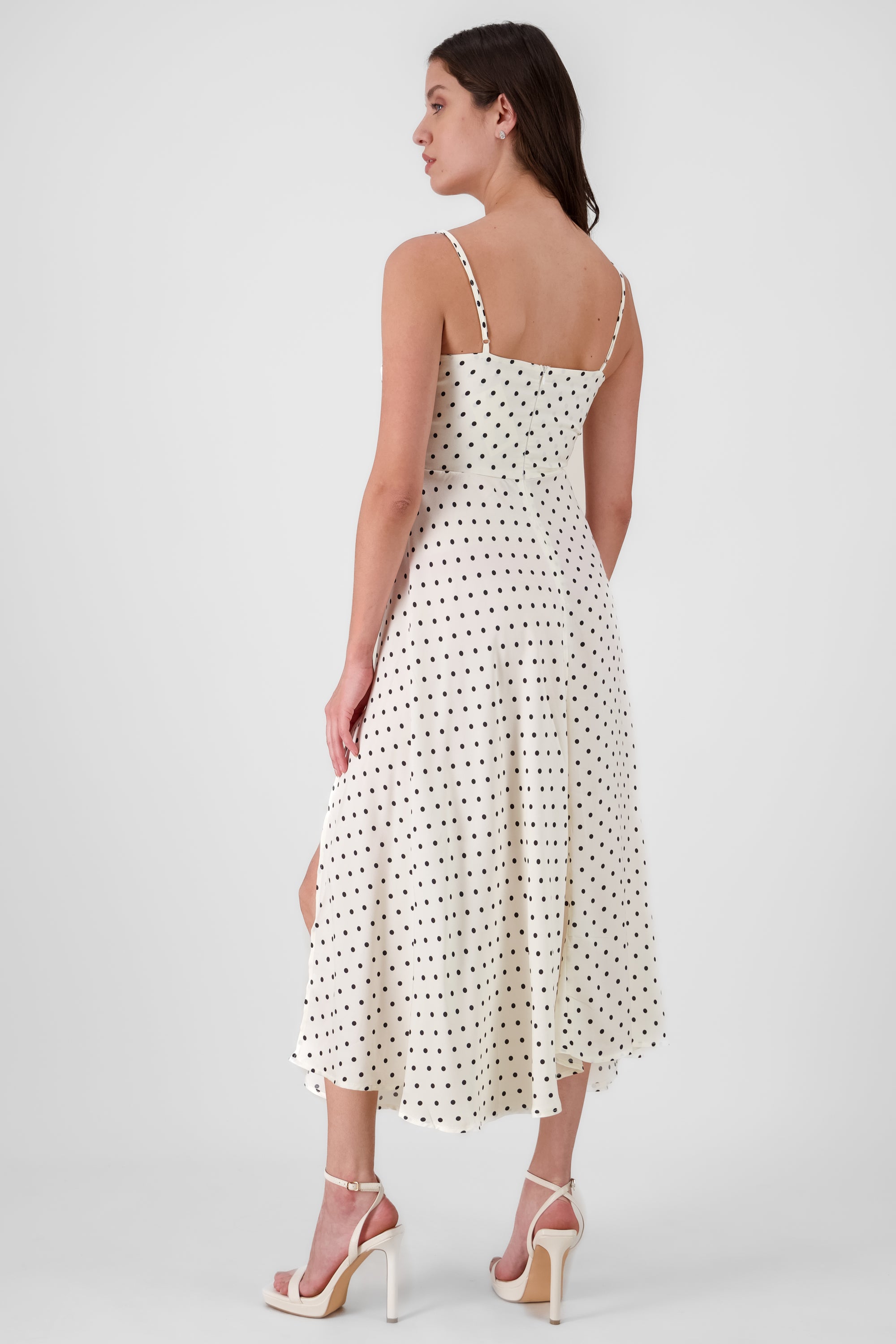 Polka Dot Midi Dress WHITE COMBO