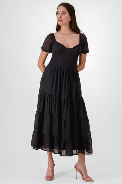 Short Sleeves Maxi Dress BLACK