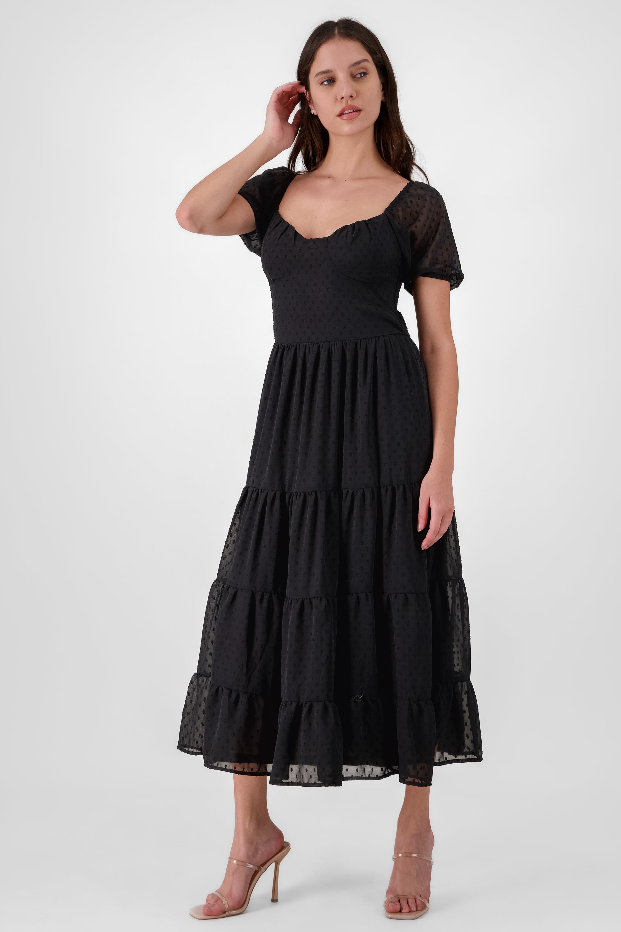 Short Sleeves Maxi Dress BLACK