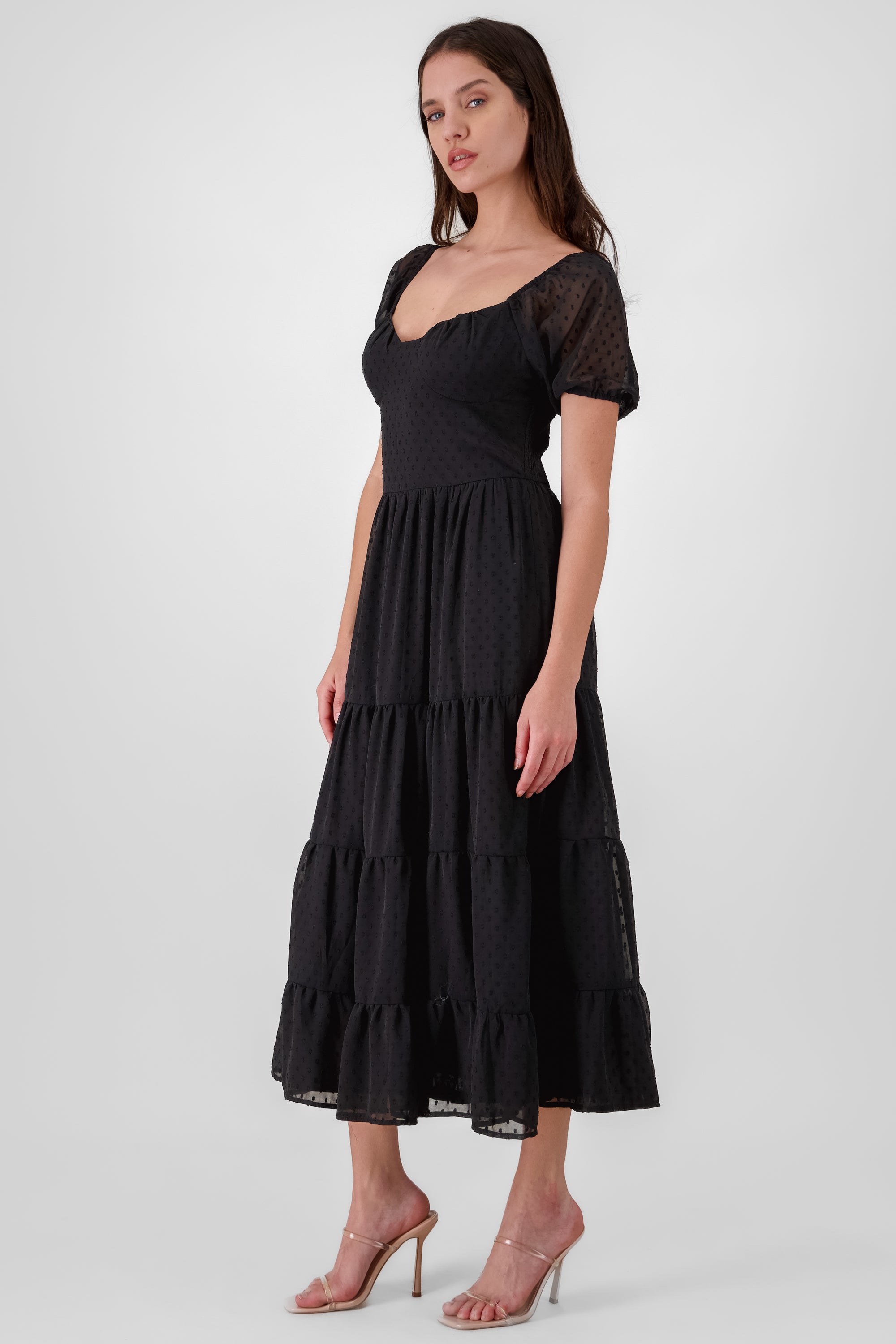 Short Sleeves Maxi Dress BLACK