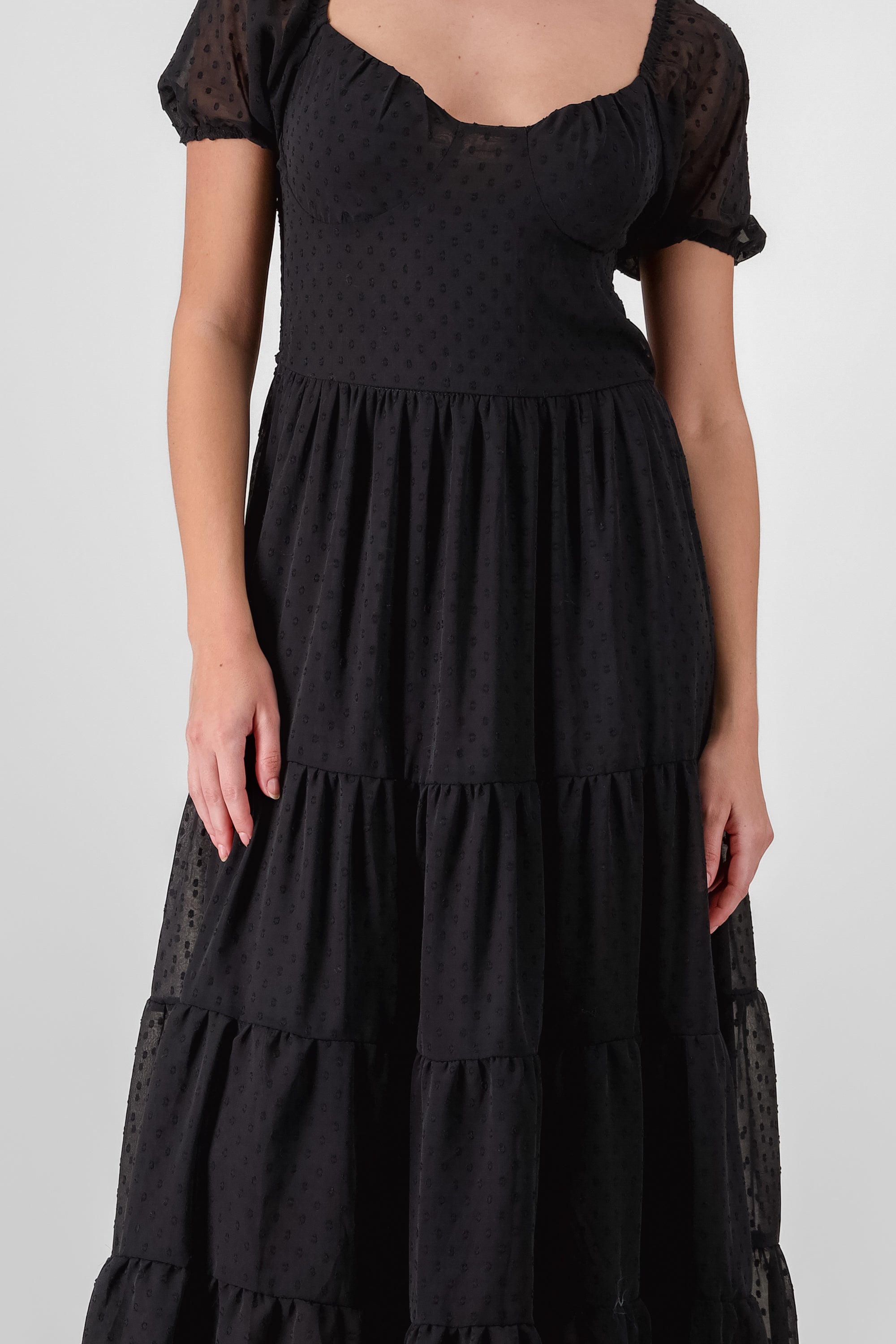 Short Sleeves Maxi Dress BLACK