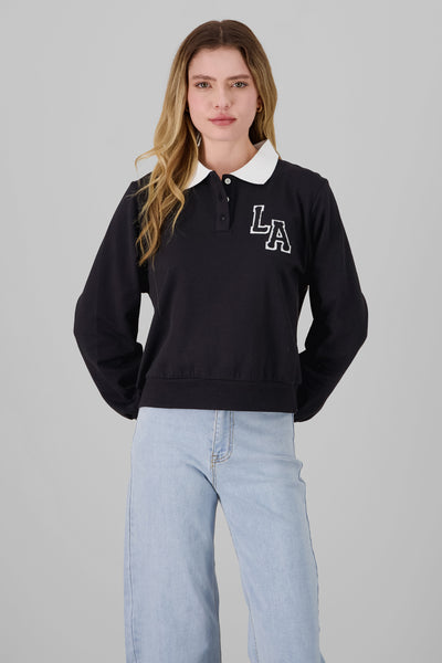 Polo Neck Sweatshirt BLACK