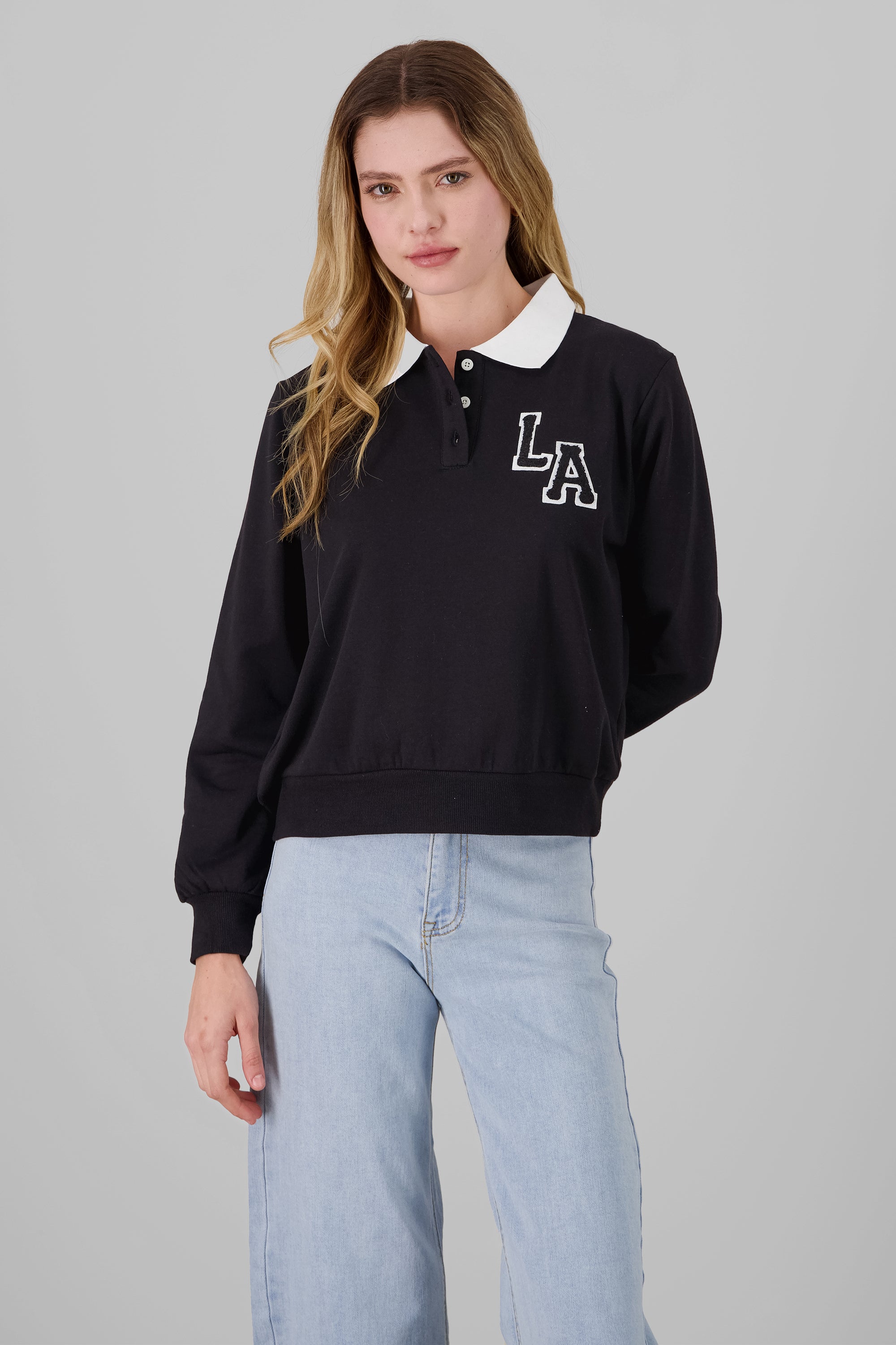 Polo Neck Sweatshirt BLACK