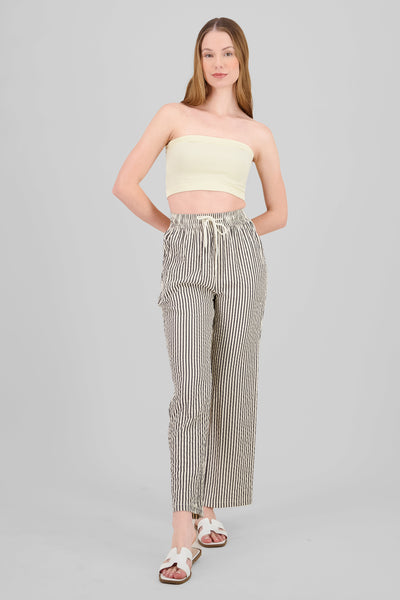 Textured Striped Pants BONE COMBO