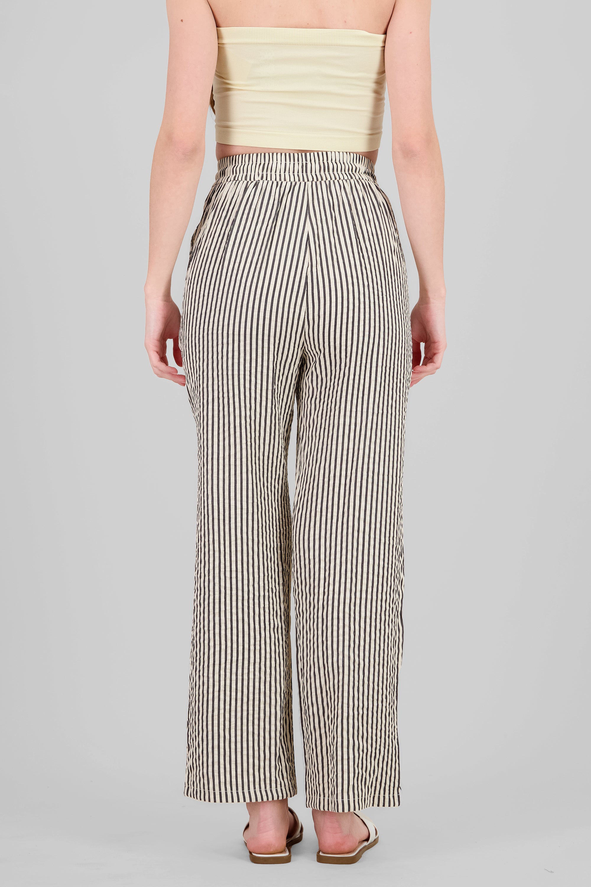 Textured Striped Pants BONE COMBO