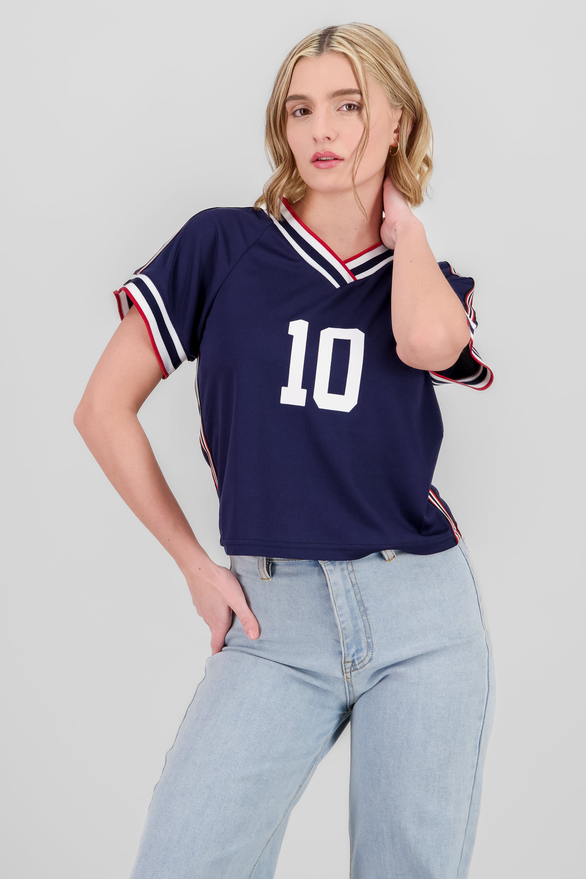 Contrast Jersey T Shirt NAVY