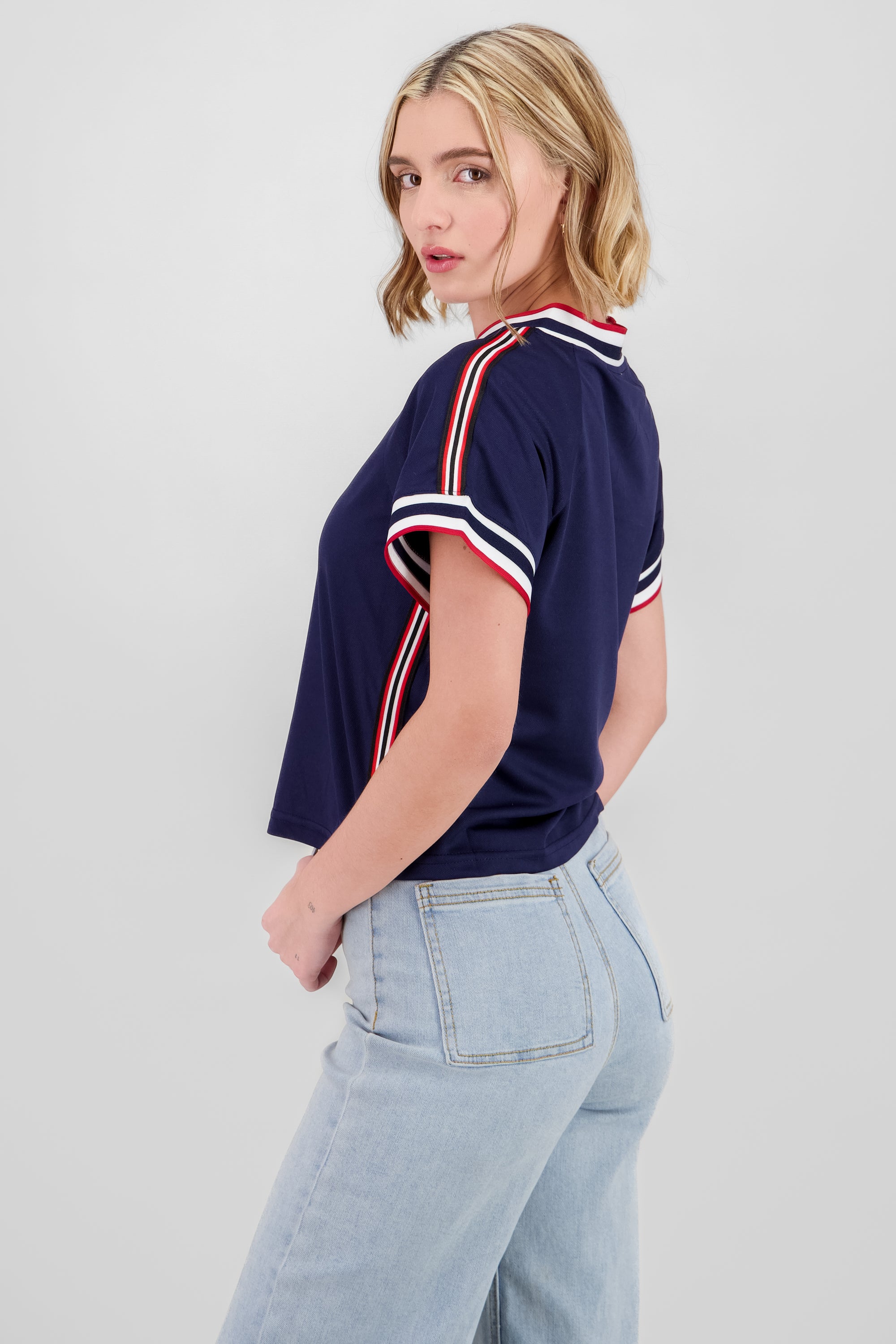 Contrast Jersey T Shirt NAVY