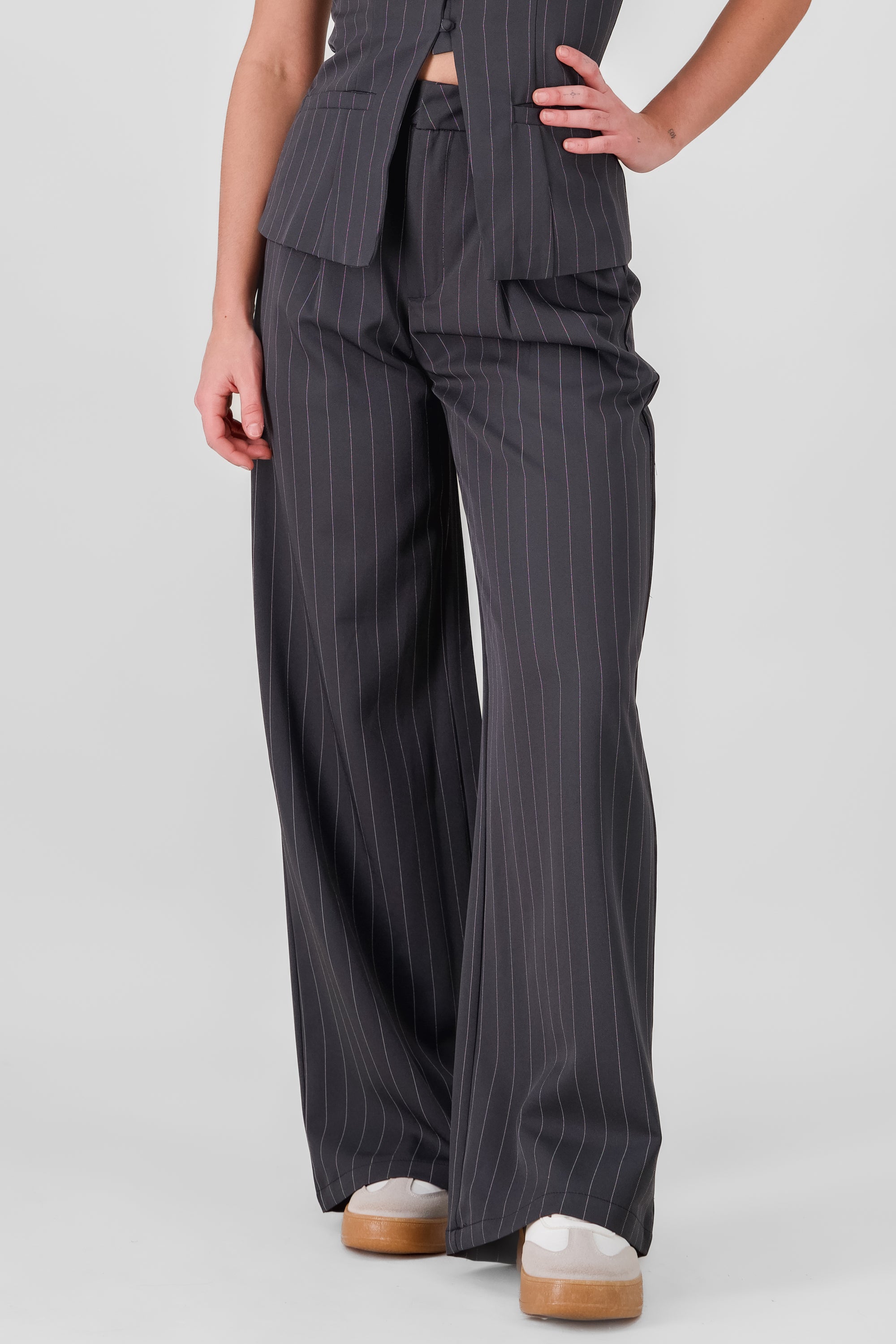 Striped Tailored Pants GRAY COMBO