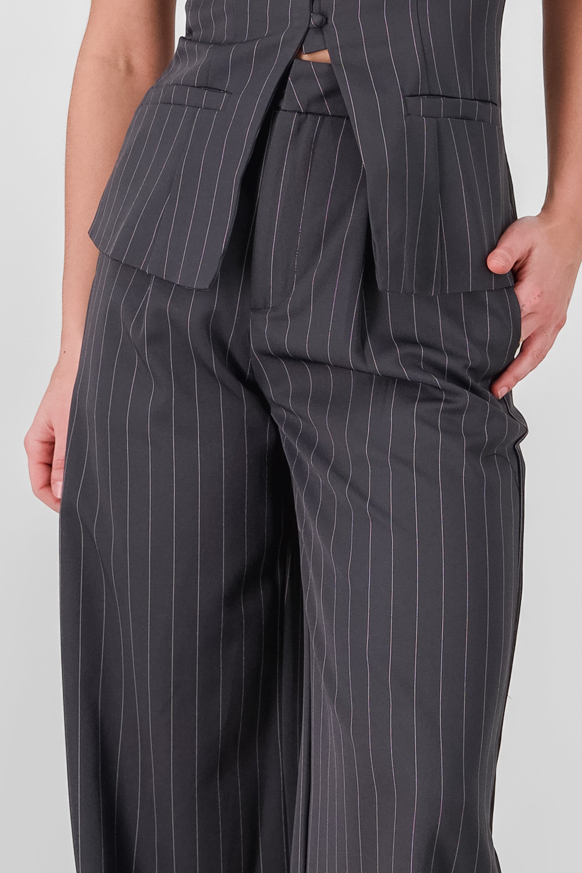 Striped Tailored Pants GRAY COMBO