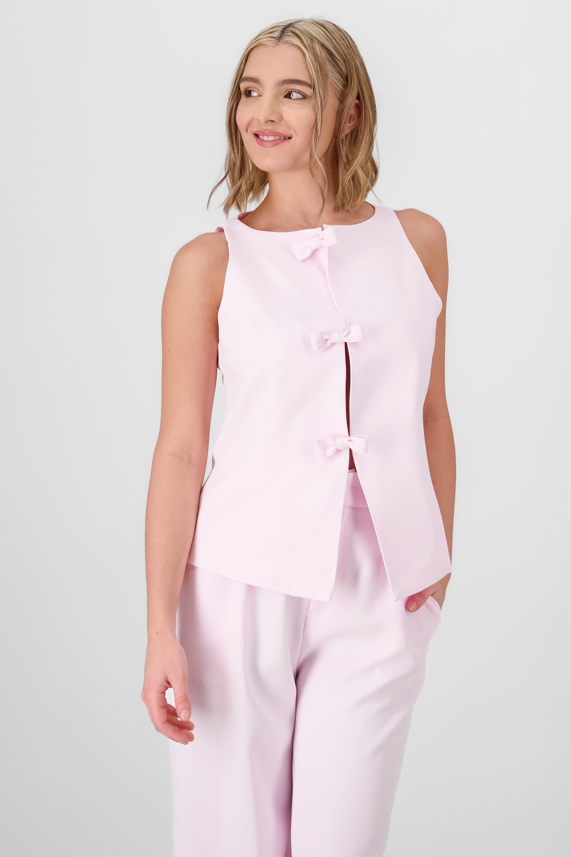 Bow Detail  Vest PASTEL PINK